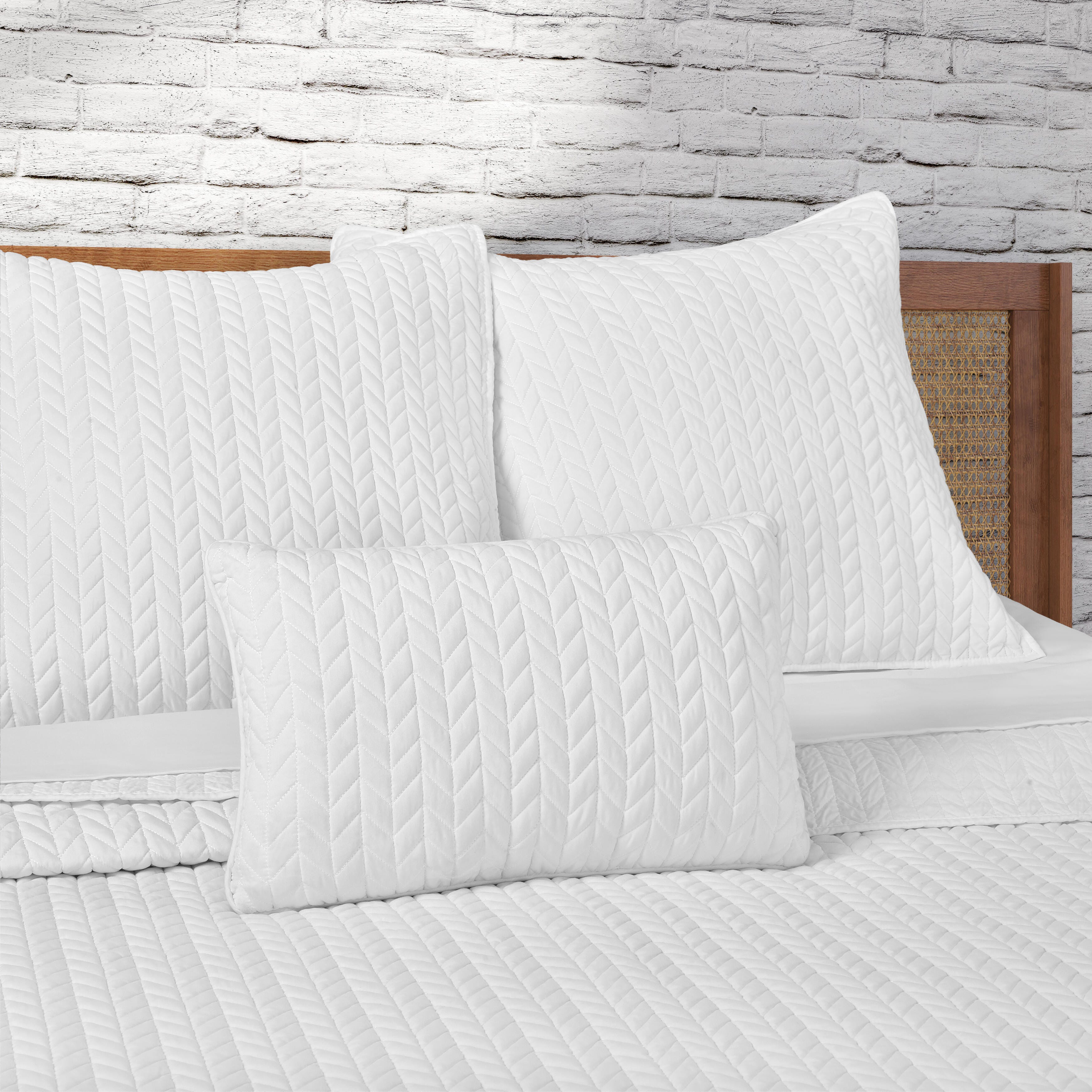 J.Queen New York Cayman Quilted Boudoir Decorative Throw Pillow, White, large