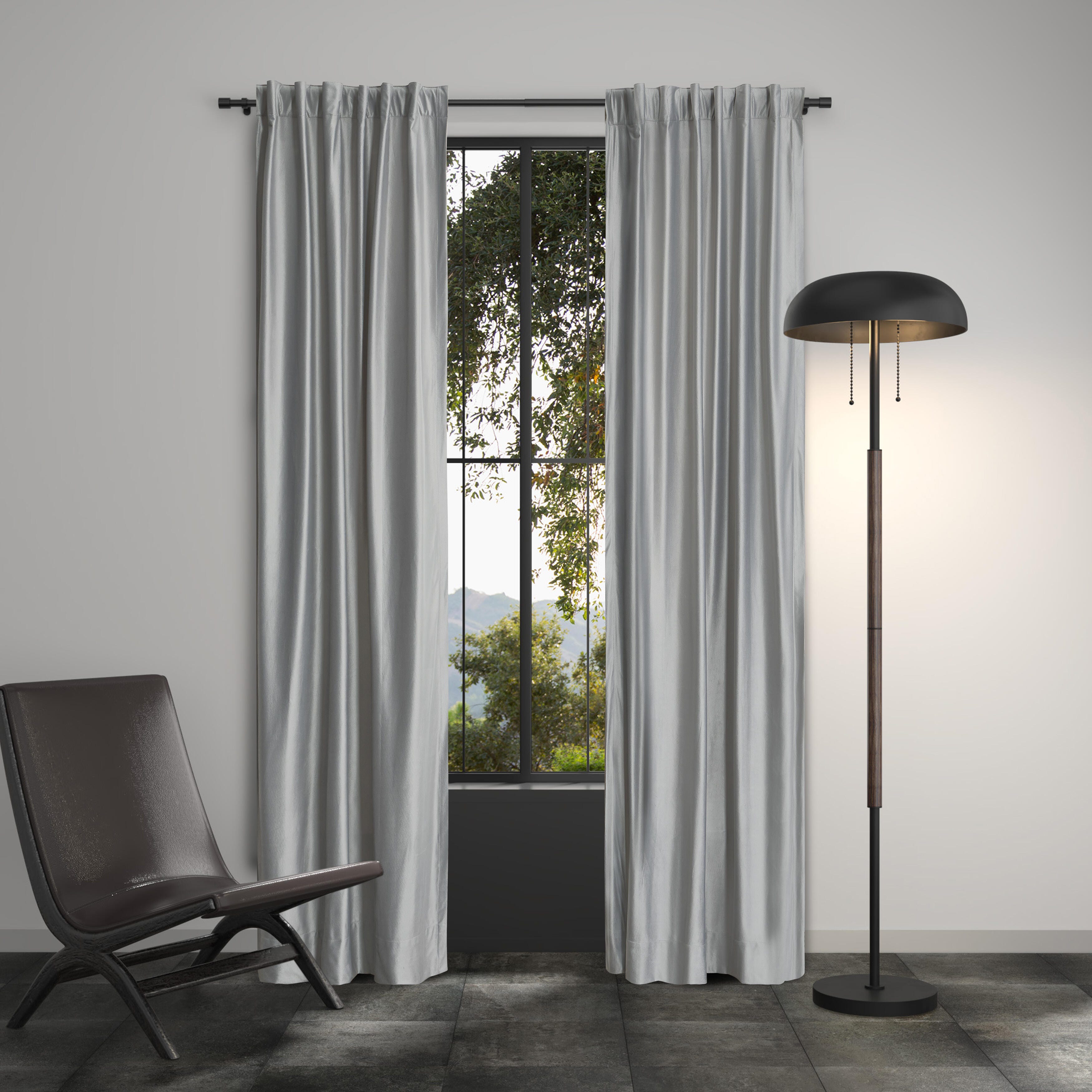 Oscar Oliver Valencia 84" Window Panel Pair, Silver, rollover