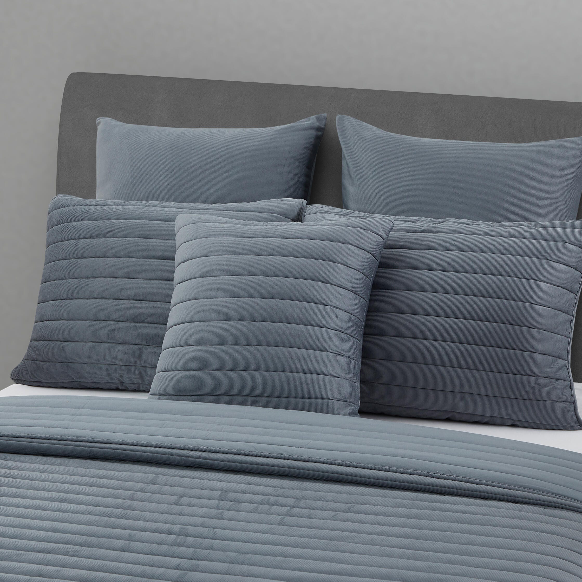 Oscar Oliver Valencia 20" Square Quilted Decorative Throw Pillow, Steel Blue, large
