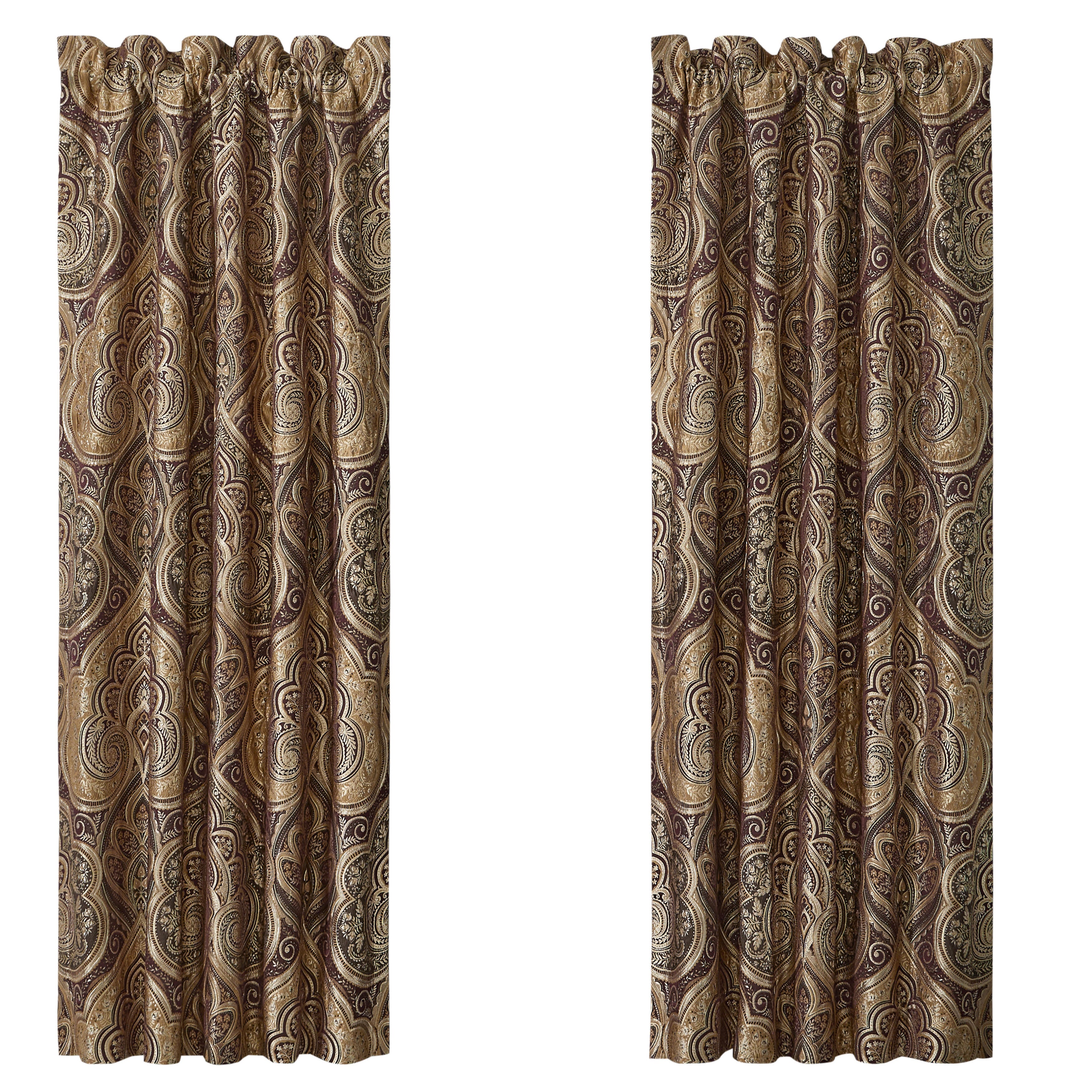 Five Queens Court Bordeaux 84" Window Panel Pair, Crimson, large