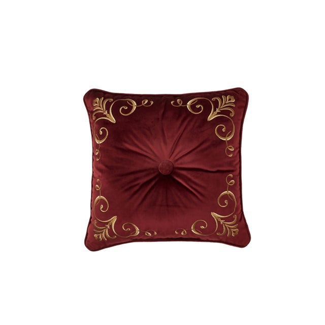 Five Queens Court Bordeaux 18" Square Decorative Throw Pillow