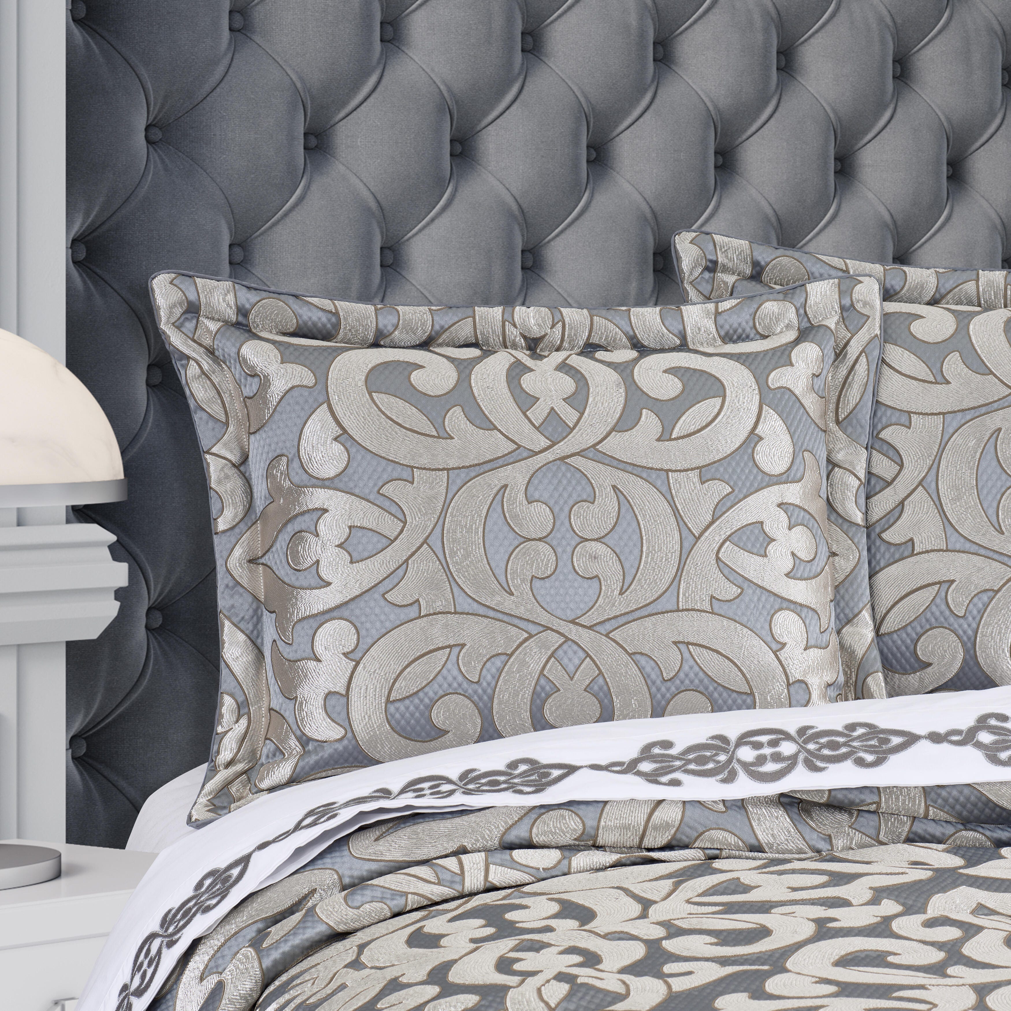 J.Queen New York Barocco King 2 Piece Comforter Set, Sterling, large