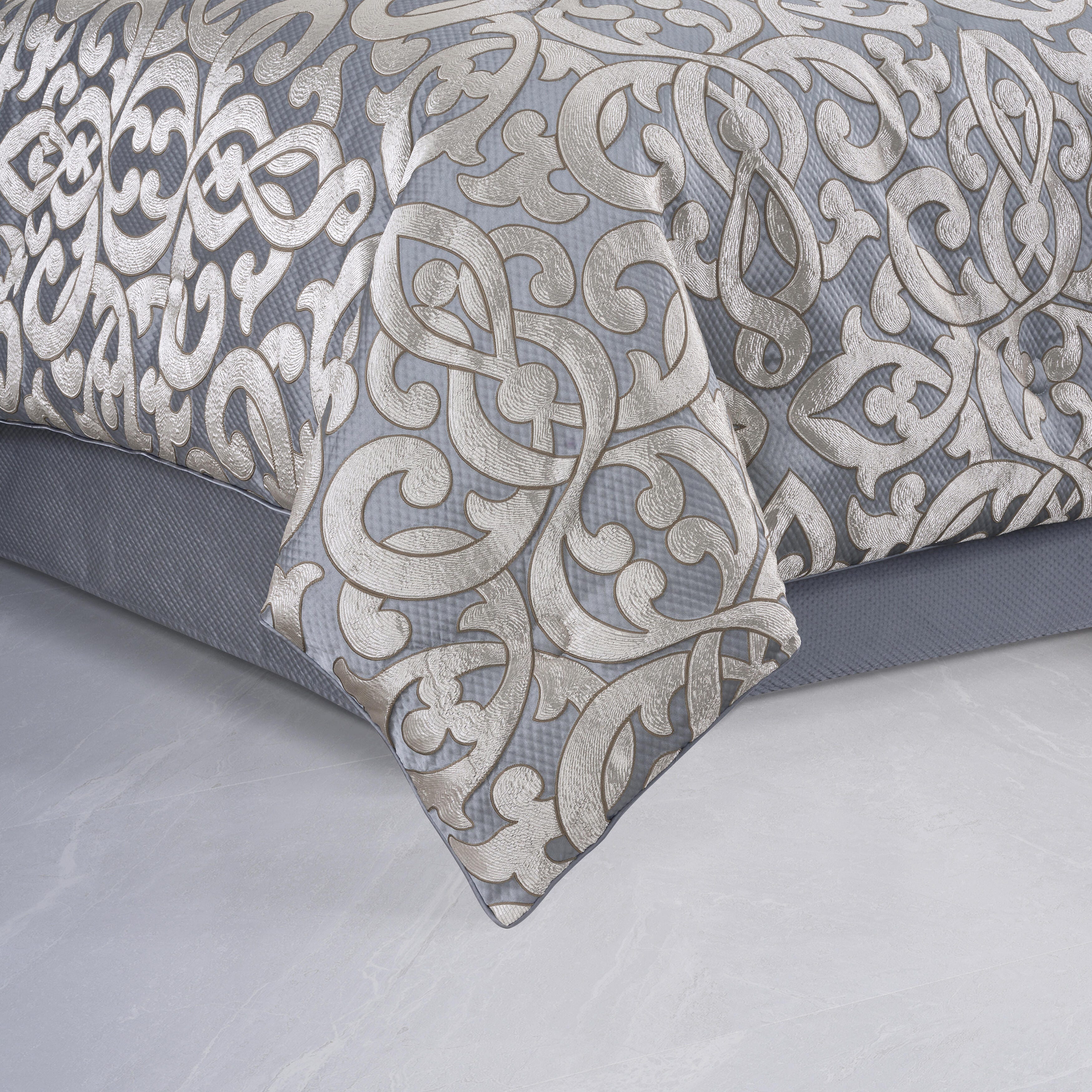 J.Queen New York Barocco King 2 Piece Comforter Set, Sterling, large