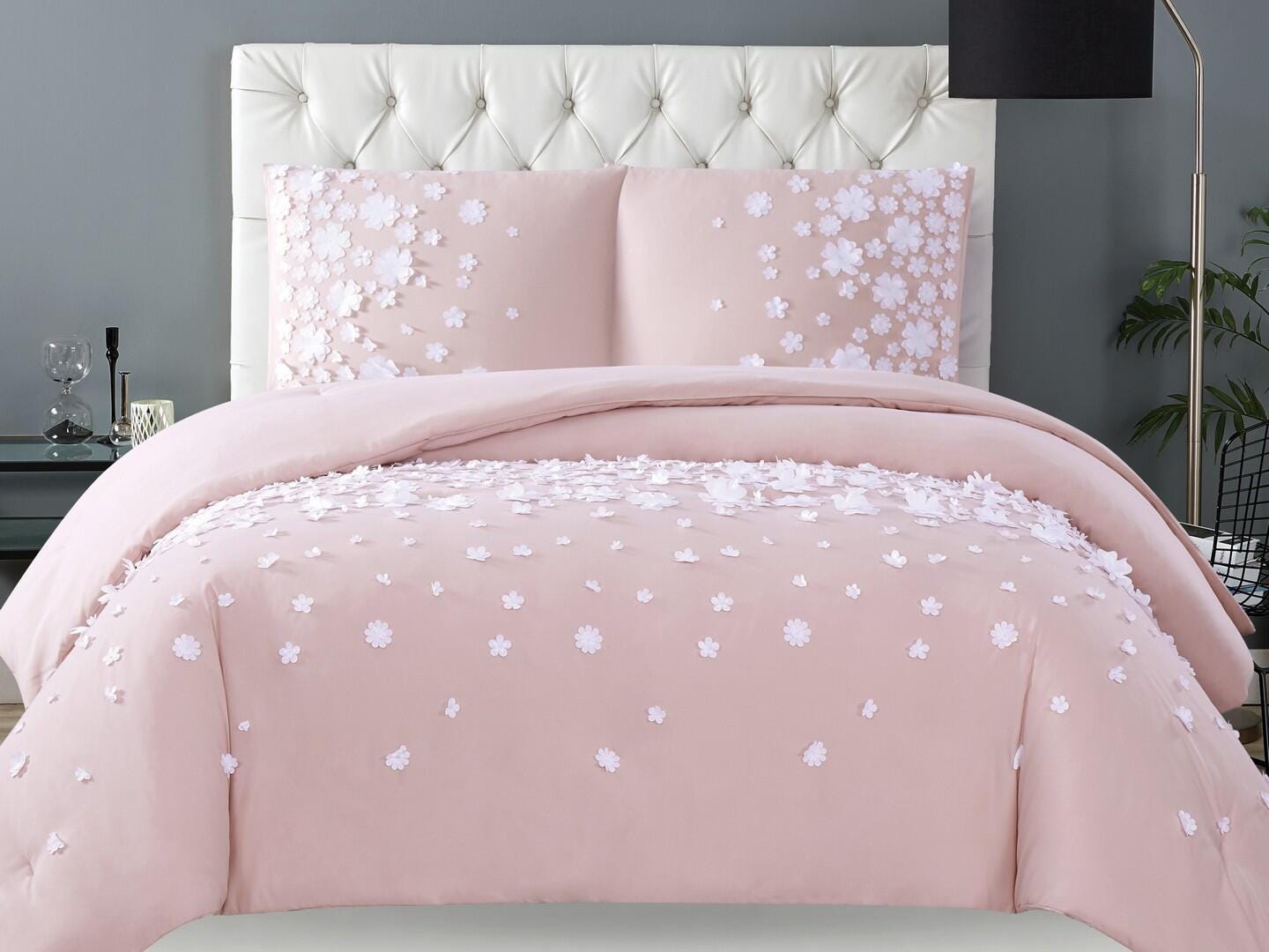 Christian Siriano NY Confetti Flowers 3 Piece Full/Queen Duvet Cover Set, Pink, large