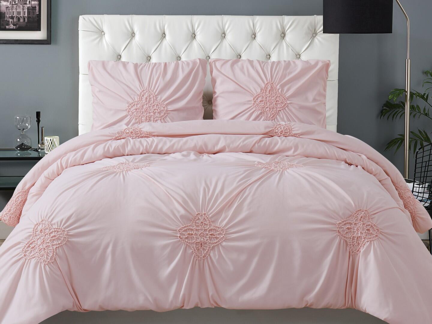 Christian Siriano NY Georgia 3 Piece Full/Queen Comforter Set, Light Pink, large