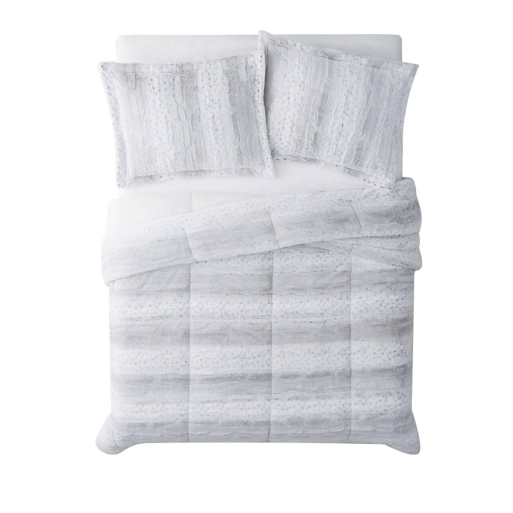 Christian Siriano NY Snow Leopard 3 Piece King Comforter Set, Light Gray, large