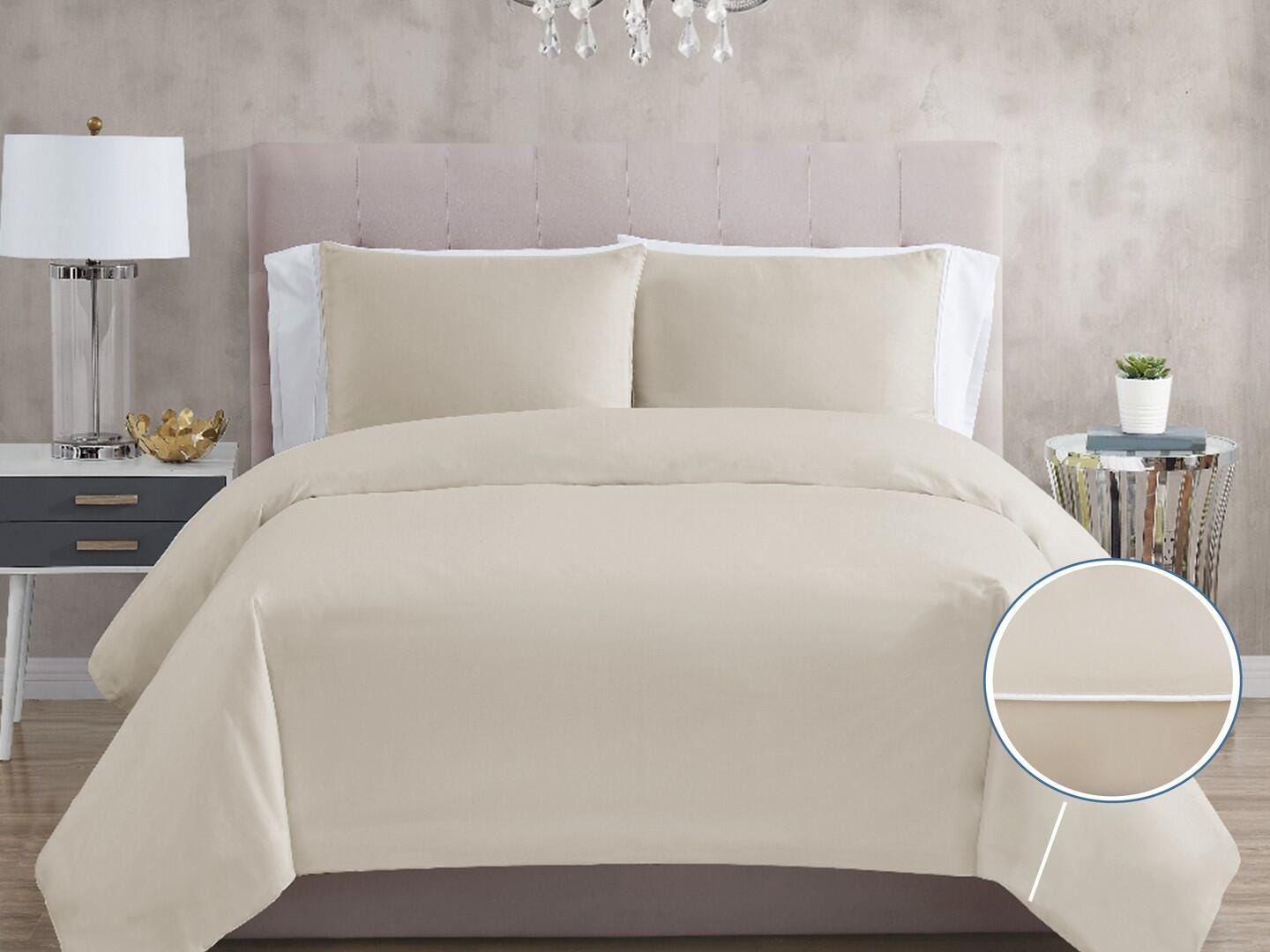 Christian Siriano NY 3 Piece King Duvet Set, Khaki, rollover