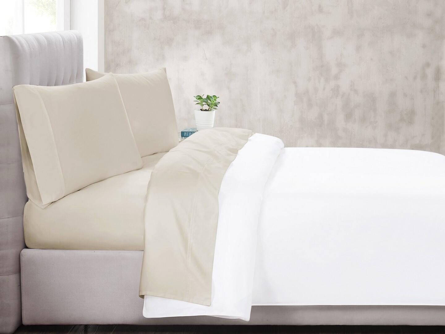 Christian Siriano NY 4 Piece Queen Sheet Set, Khaki, rollover