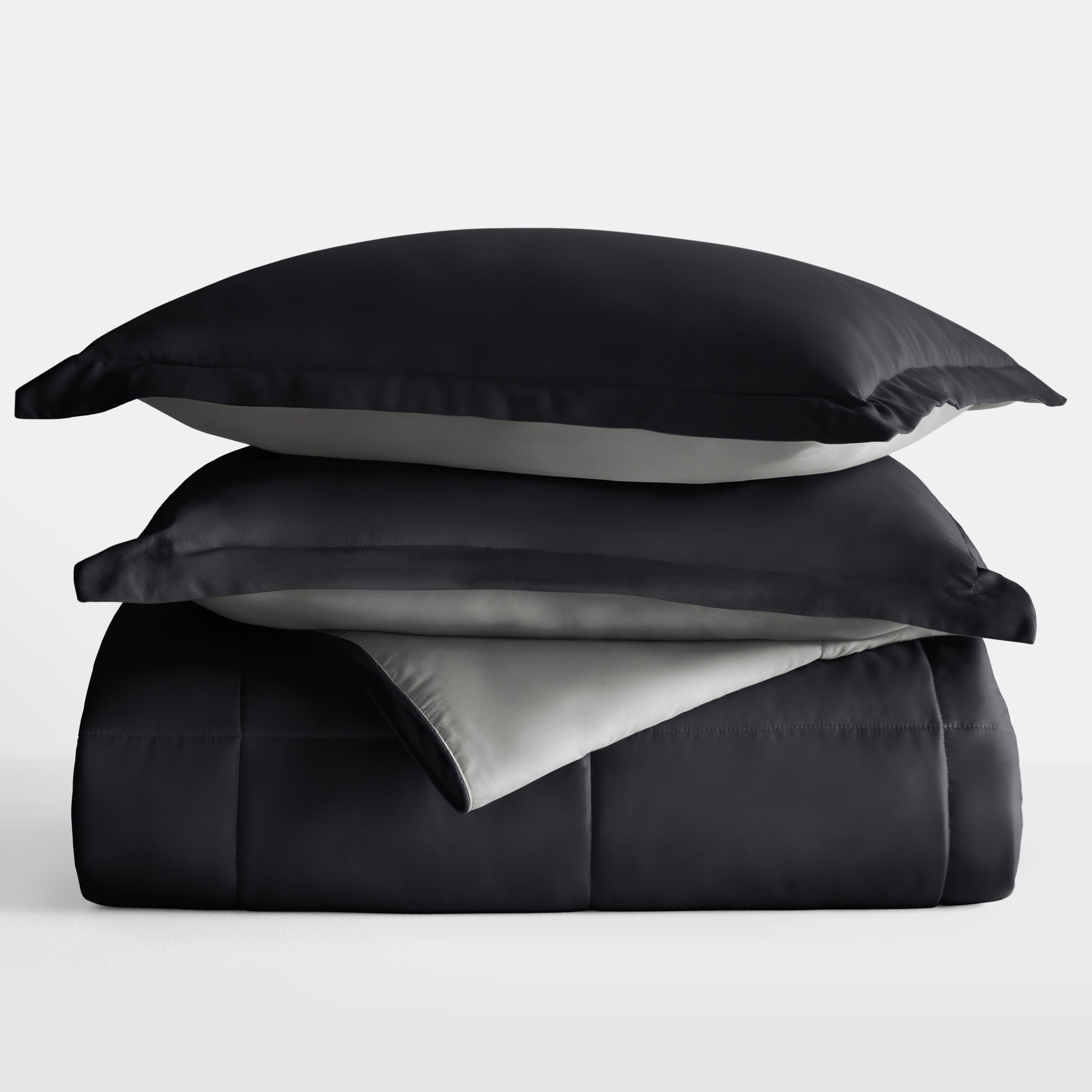 iEnjoy Home King/California King Comforter Set, Black/Fog, large