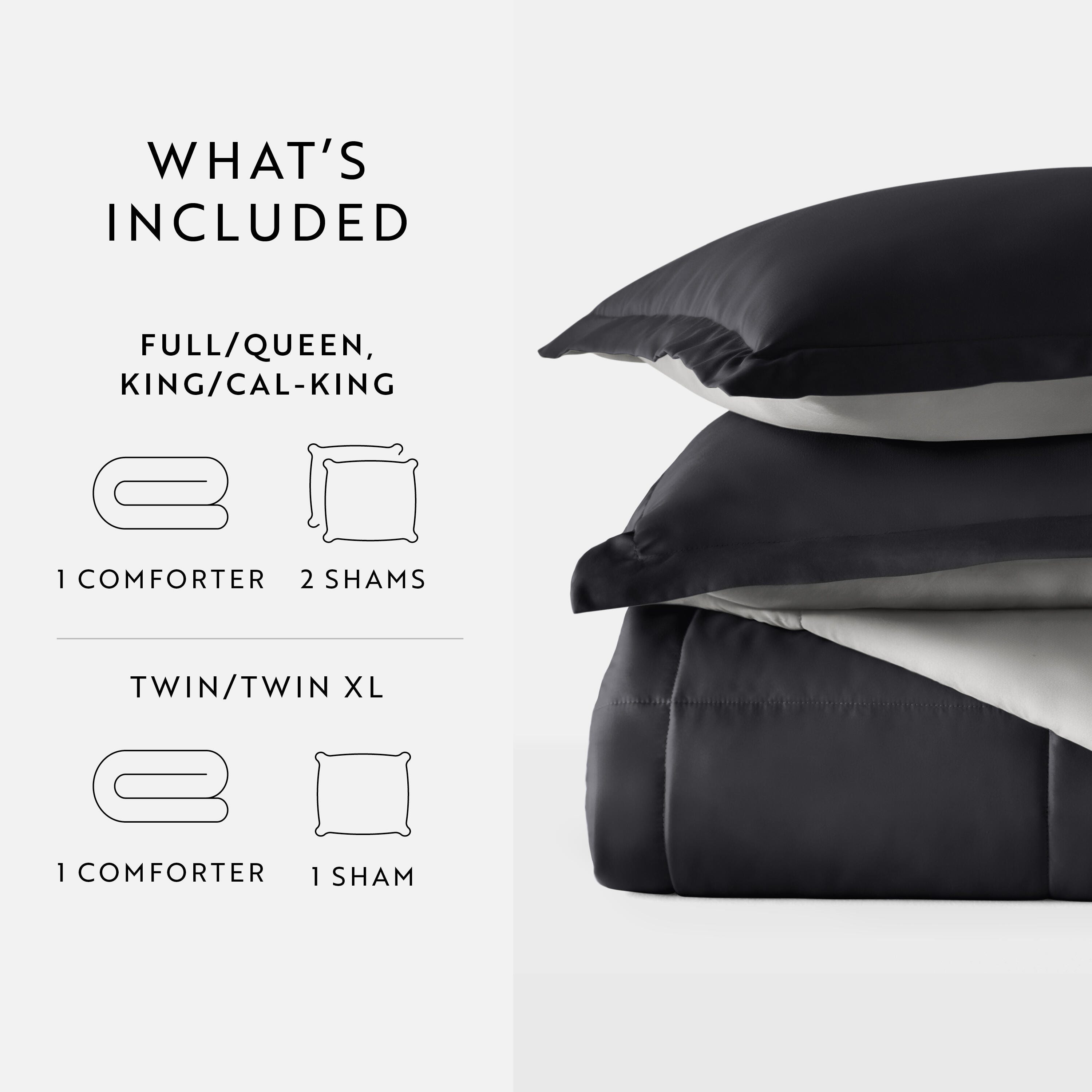 iEnjoy Home Twin/Twin XL Comforter Set, Black/Fog, large