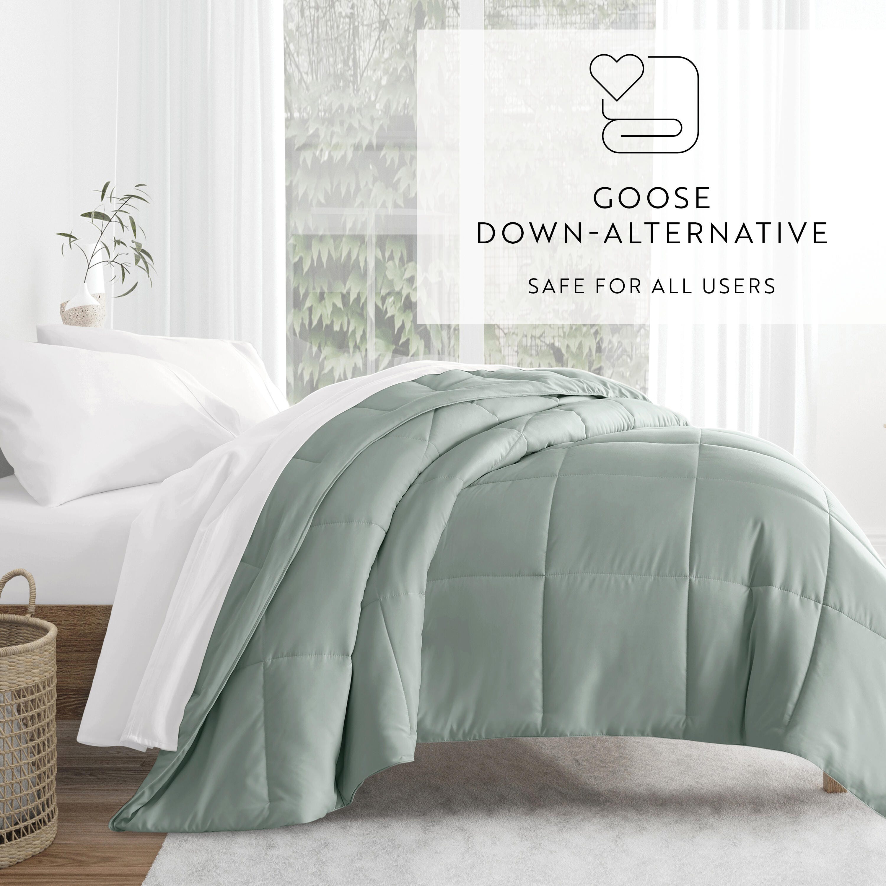 iEnjoy Home Full/Queen Solid Comforter Set, Eucalyptus, large