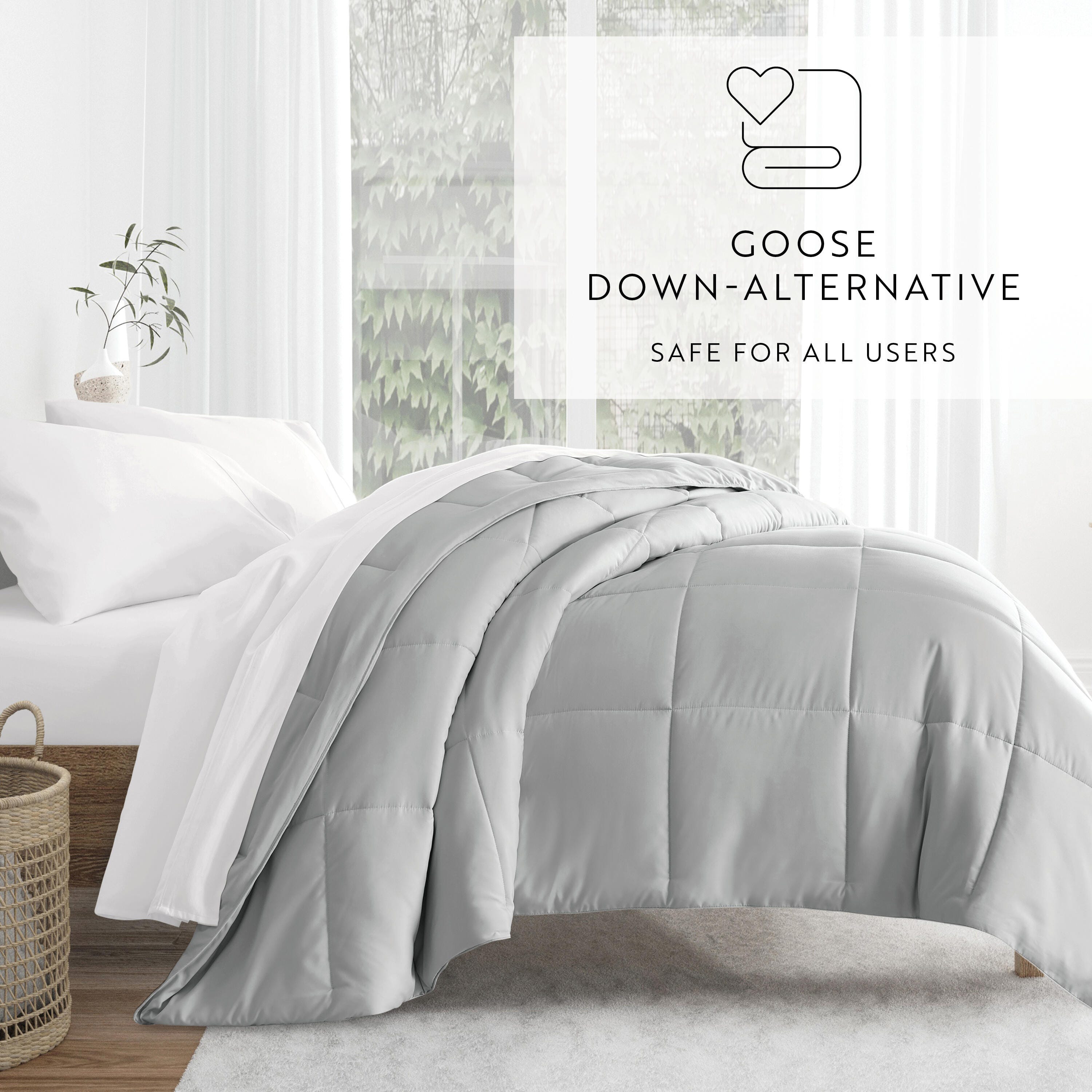 iEnjoy Home Full/Queen Solid Comforter Set, Light Gray, large