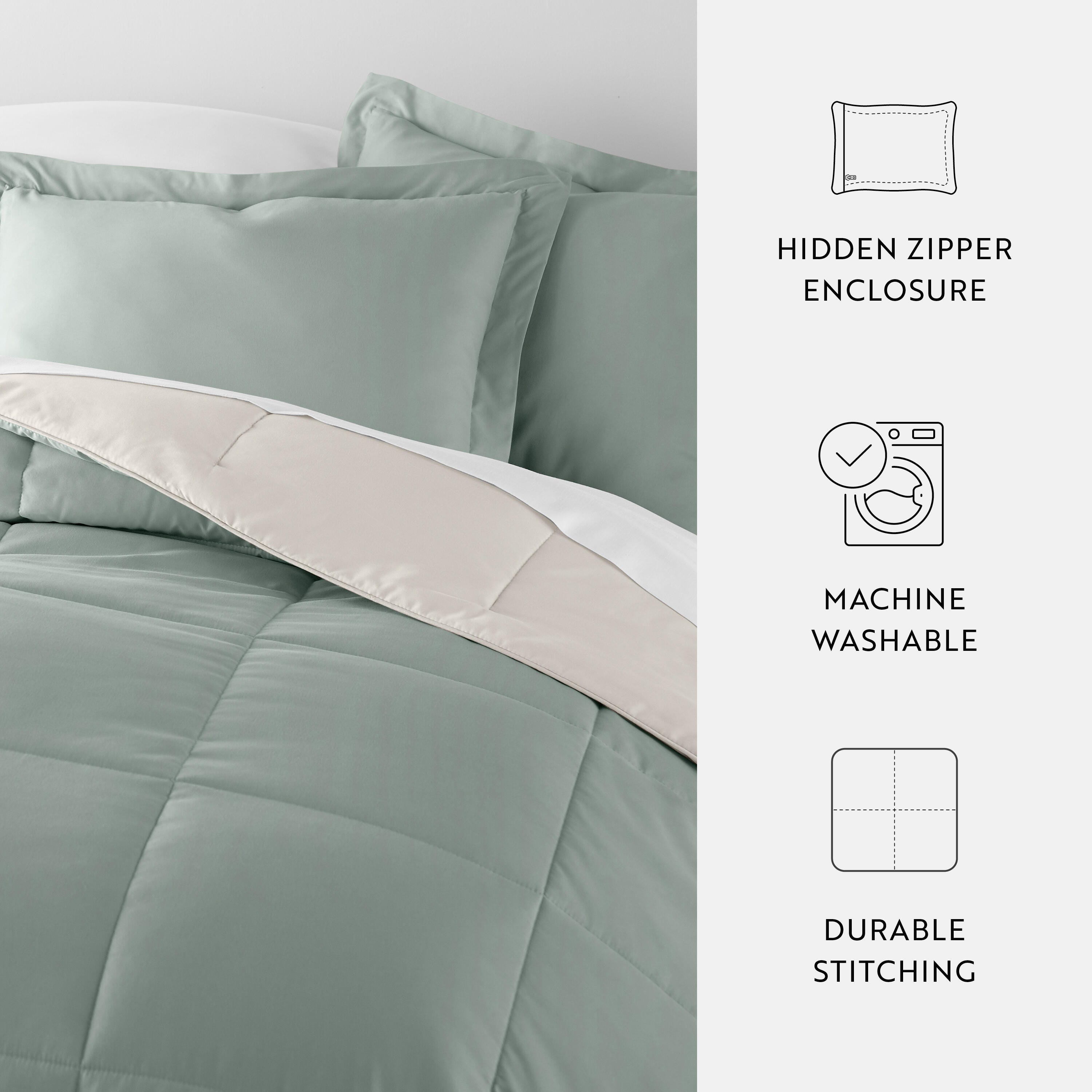 iEnjoy Home King/California King Comforter Set, Eucalyptus/Natural, large