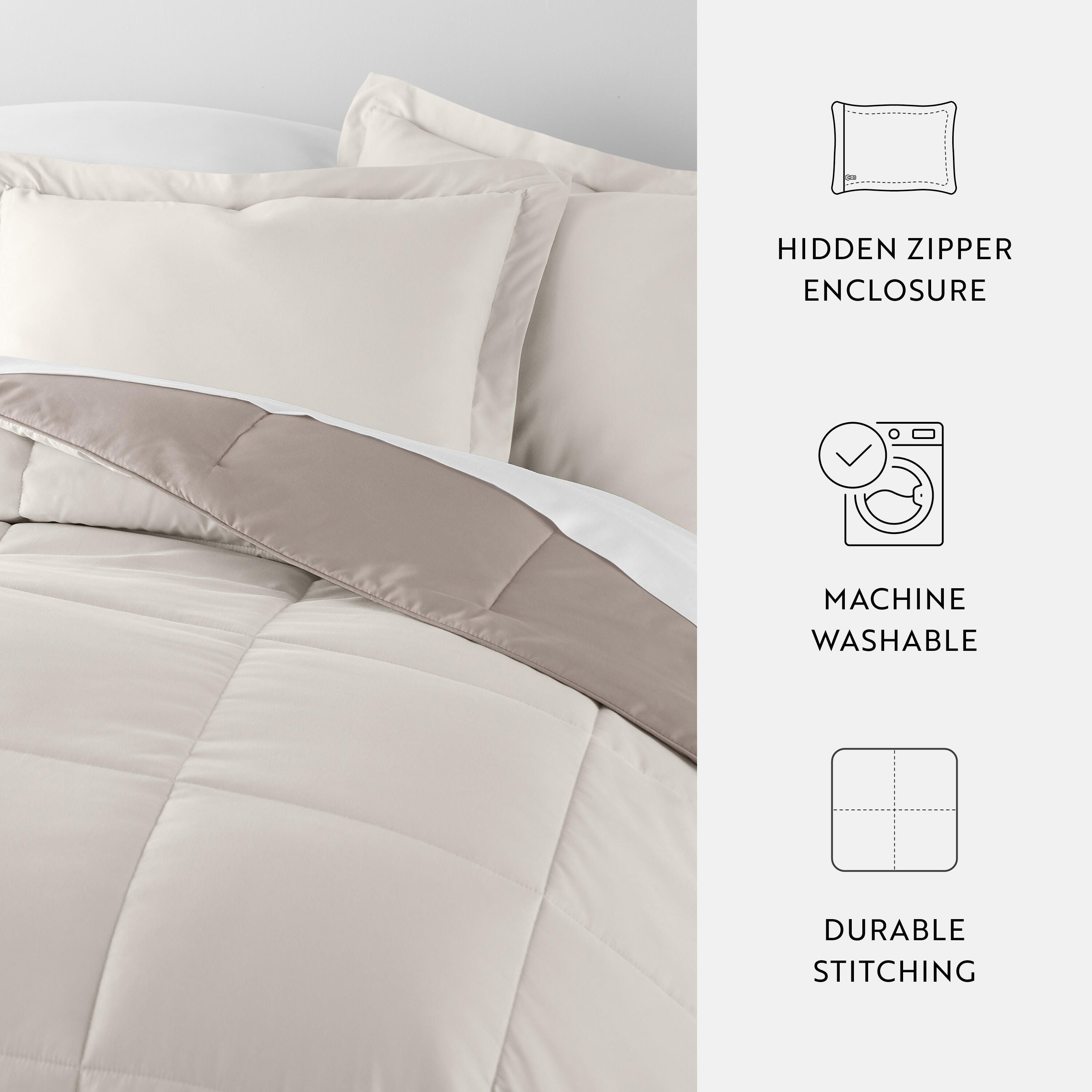 iEnjoy Home King/California King Comforter Set, Natural/Latte, large