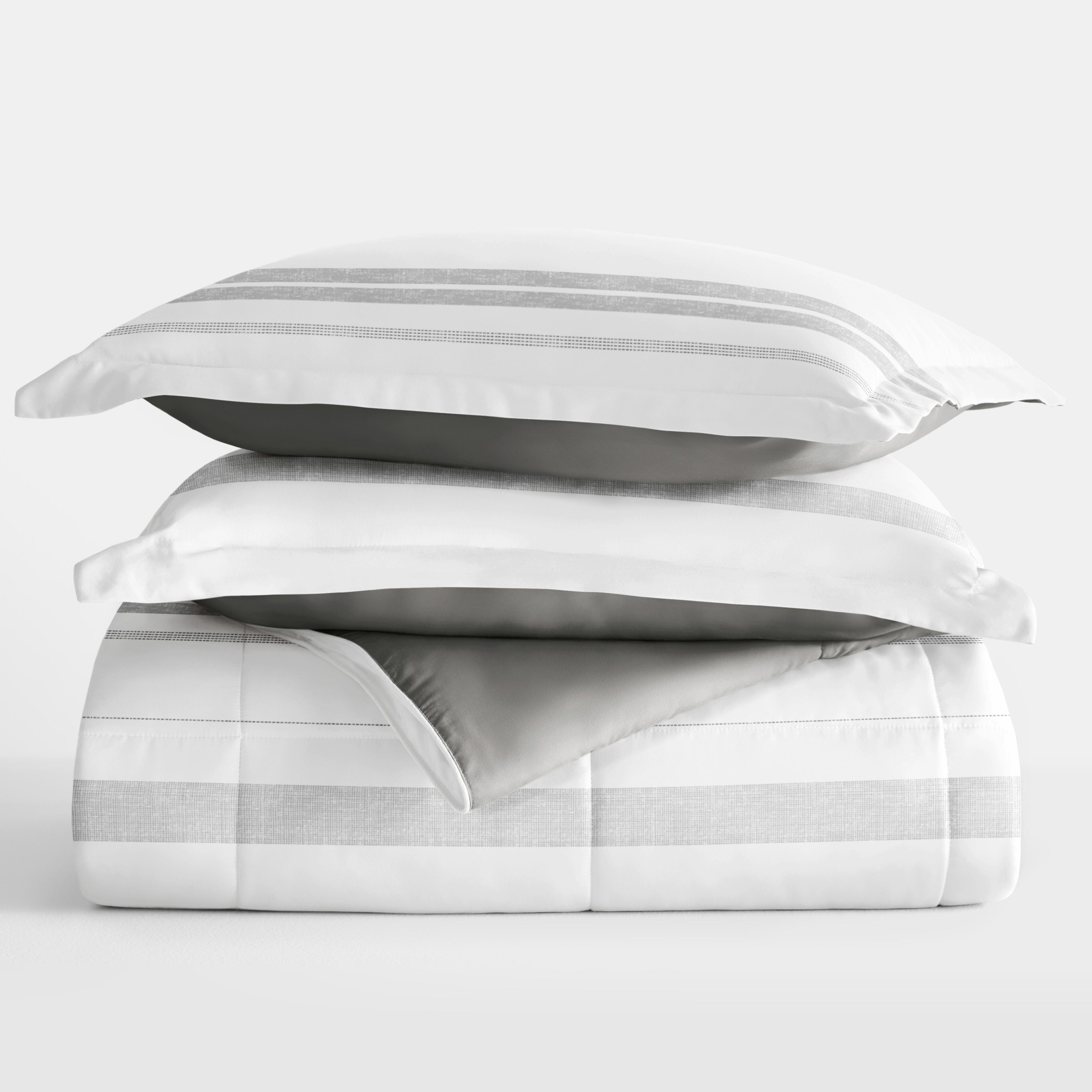 iEnjoy Home Fog Stitched Full/Queen Comforter Set, Gray, rollover