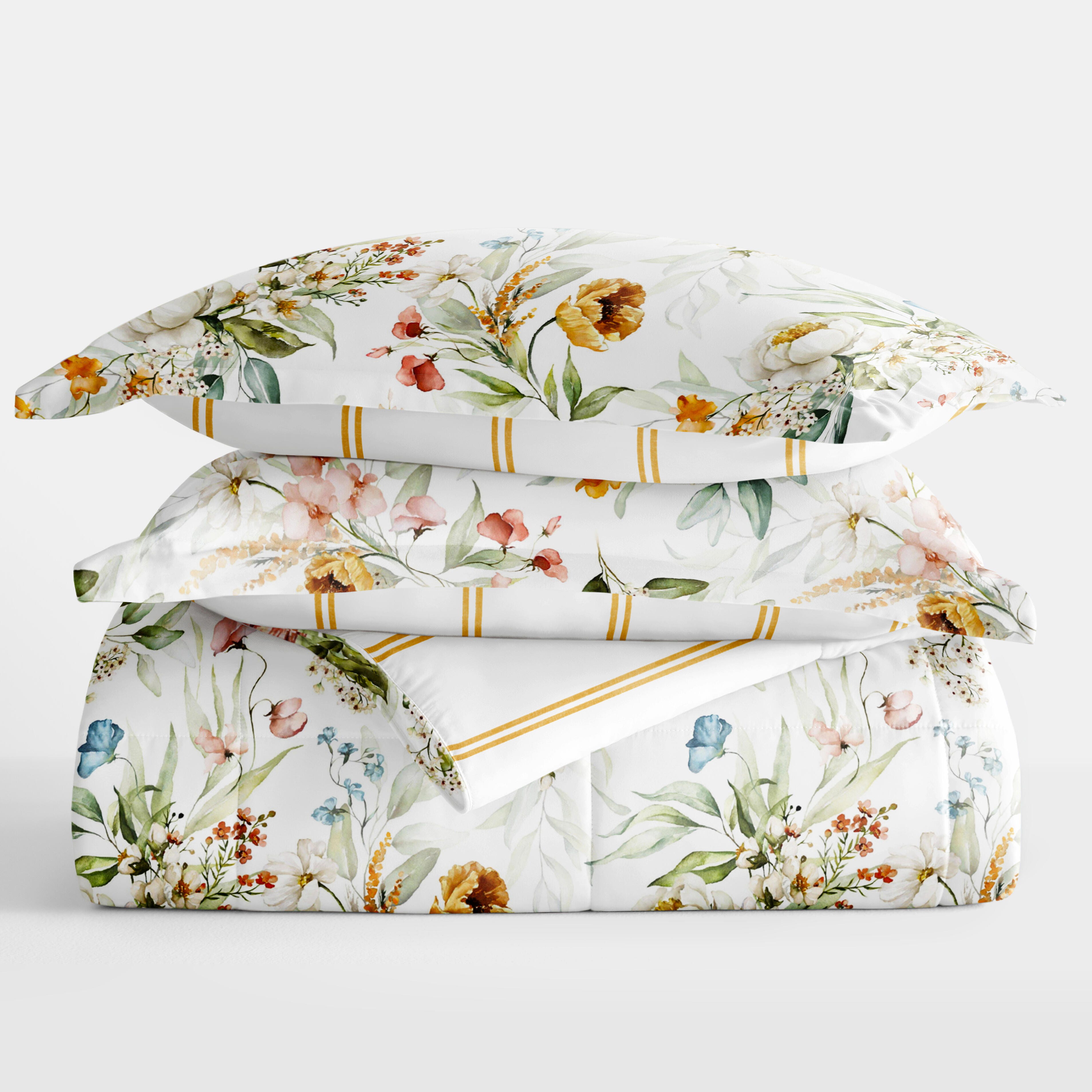iEnjoy Home Chintz Floral Stripe Full/Queen Comforter Set, Clay, rollover