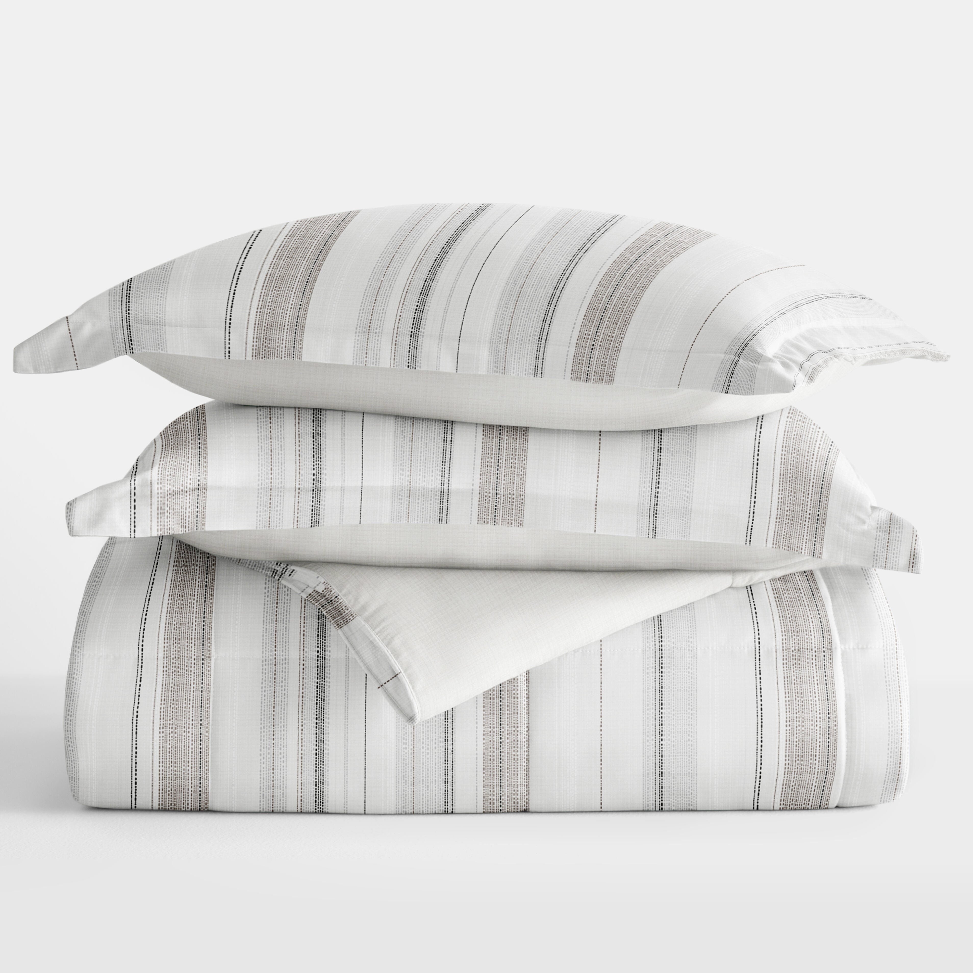 iEnjoy Home Vertical Stripe Full/Queen Comforter Set, Dune, rollover