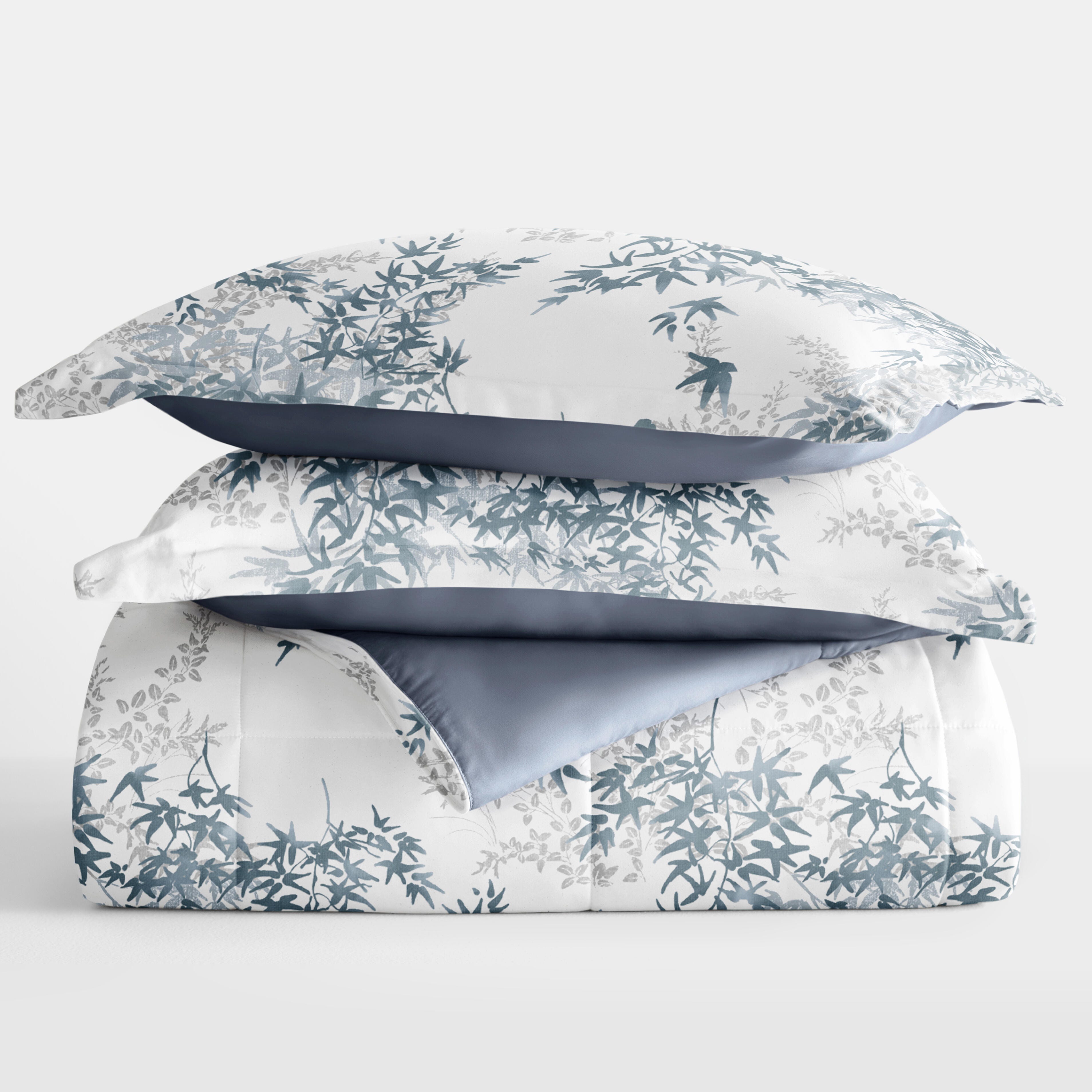iEnjoy Home Bamboo Leaves Full/Queen Comforter Set, Stone, rollover