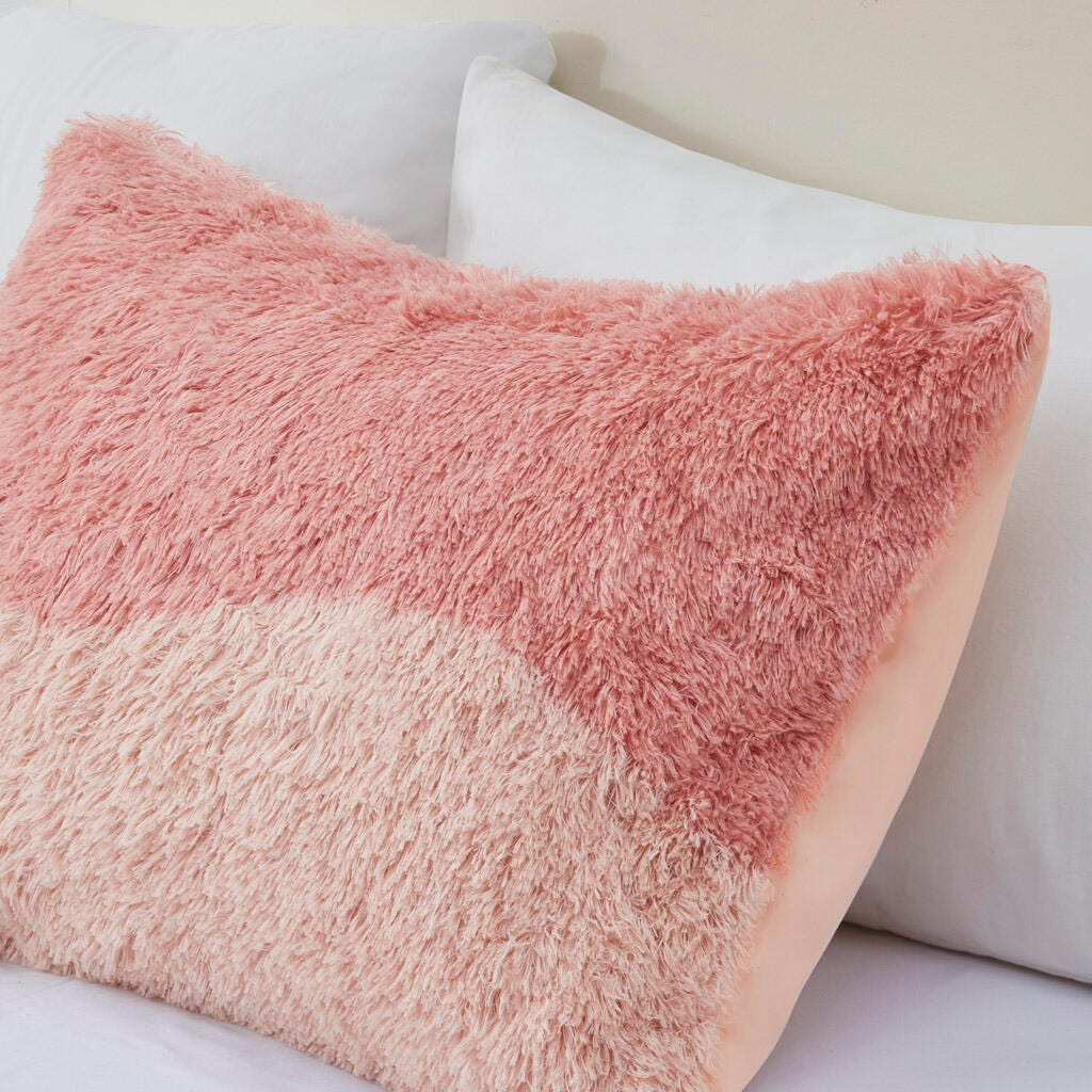 Intelligent Design Shaggy Faux Fur Twin/Twin XL Comforter Set, Blush, large