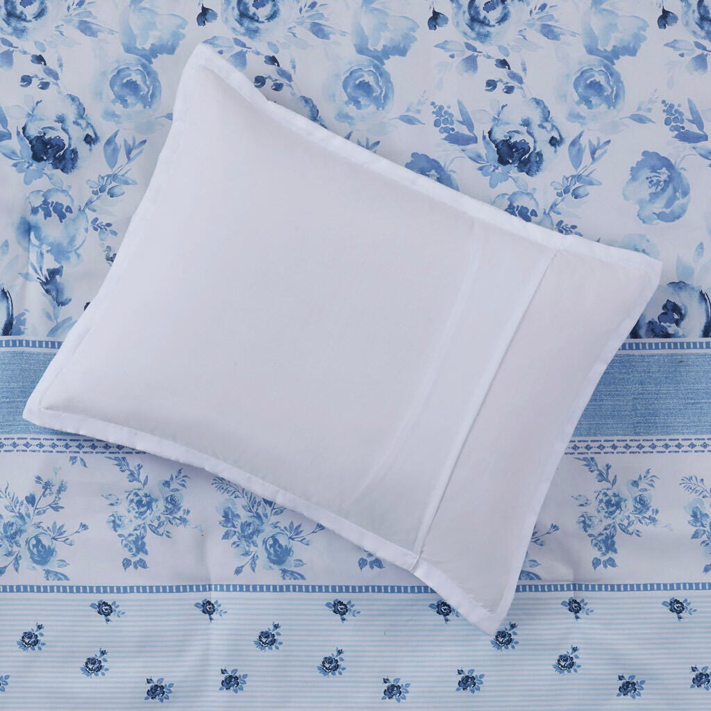 Intelligent Design Floral Striped Full/Queen Comforter Set, Blue, large