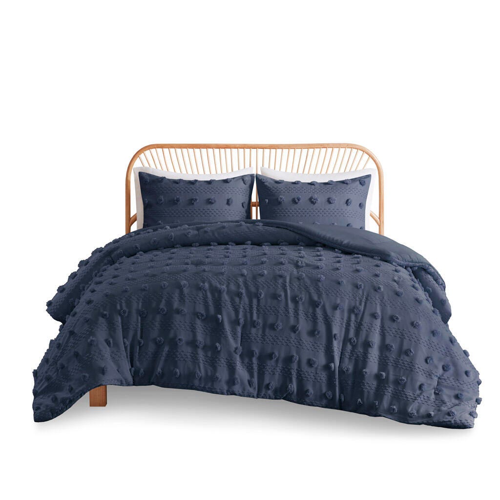 Intelligent Design Clip Jacquard King/California King Comforter Set, Navy, large