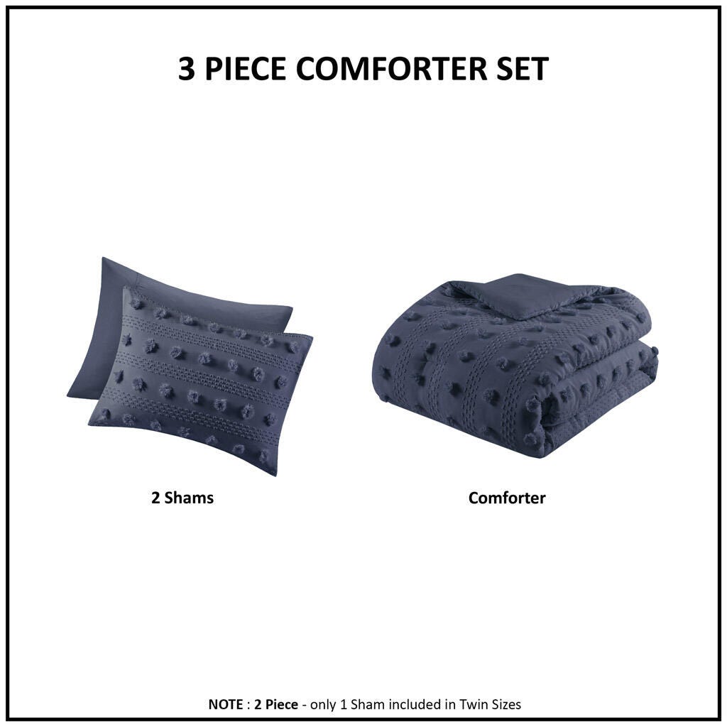 Intelligent Design Clip Jacquard King/California King Comforter Set, Navy, large