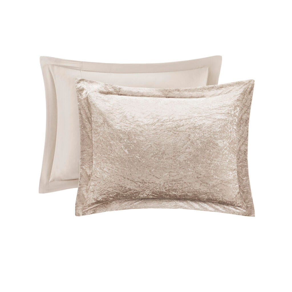 Intelligent Design Velvet Full/Queen Comforter Set with Throw Pillow, Champagne, large