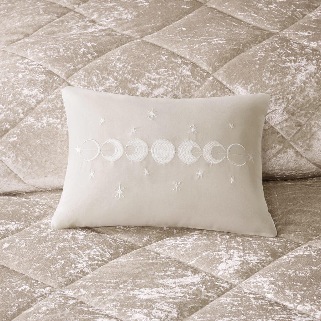 Intelligent Design Velvet Full/Queen Comforter Set with Throw Pillow, Champagne, large