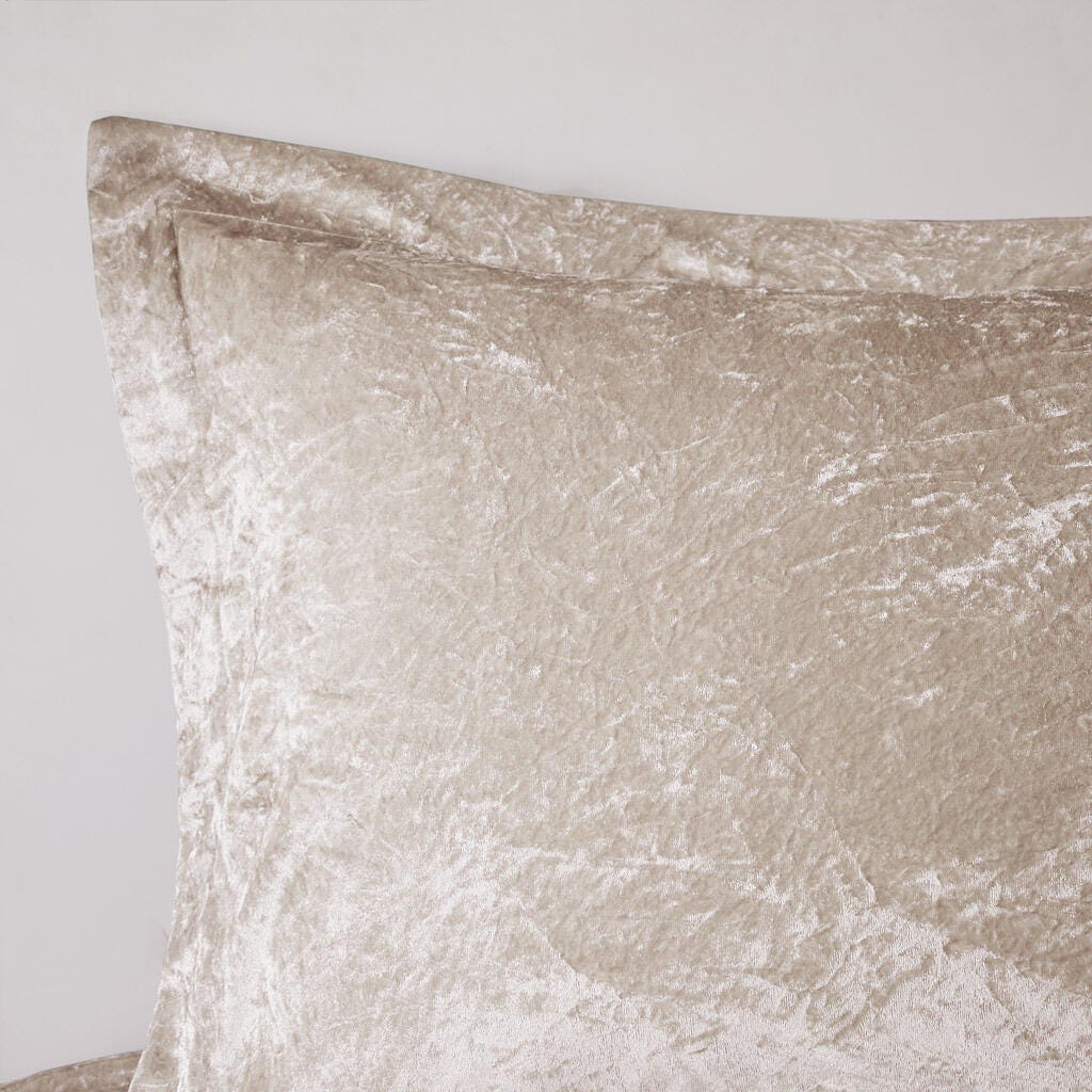 Intelligent Design Velvet Full/Queen Comforter Set with Throw Pillow, Champagne, large
