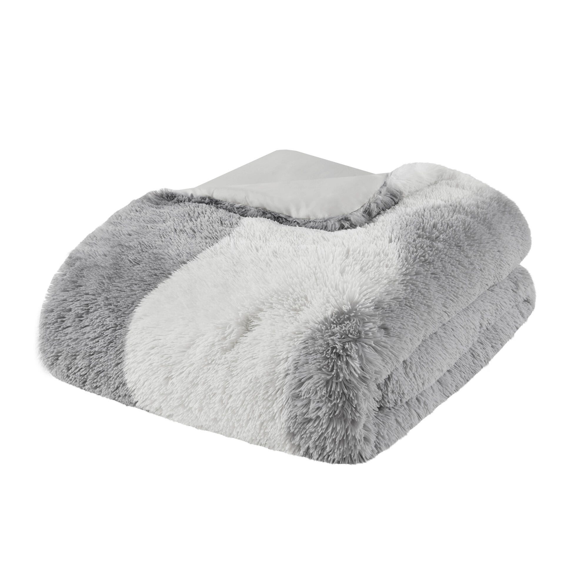 Intelligent Design Shaggy Faux Fur Full/Queen Comforter Set, Gray, large