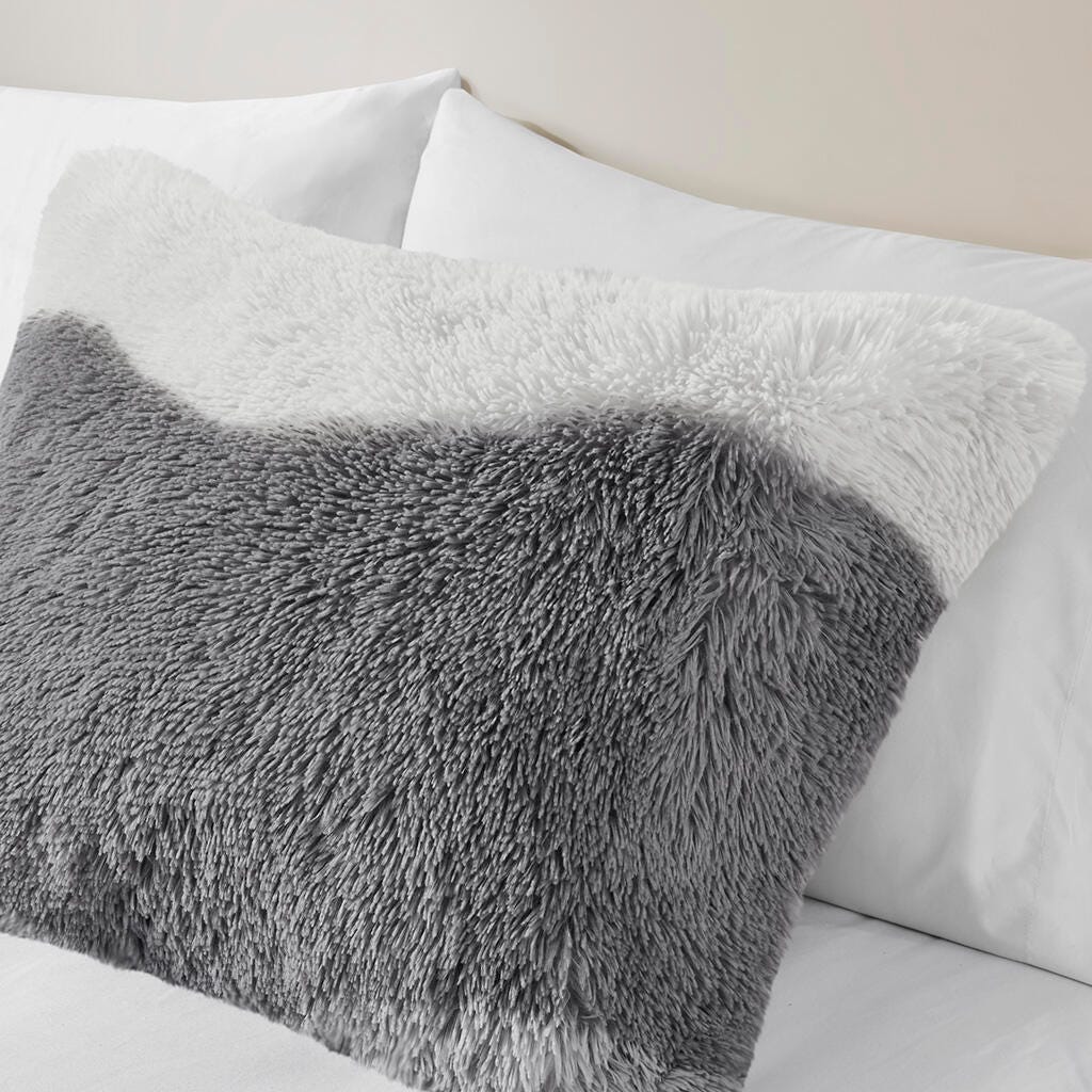 Intelligent Design Shaggy Faux Fur Full/Queen Comforter Set, Gray, large