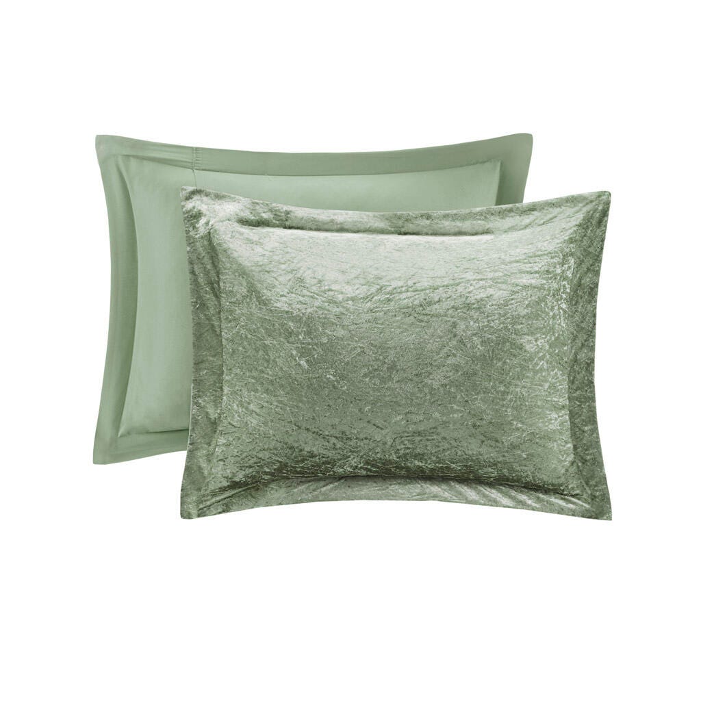 Intelligent Design Velvet Full/Queen Comforter Set with Throw Pillow, Green, large