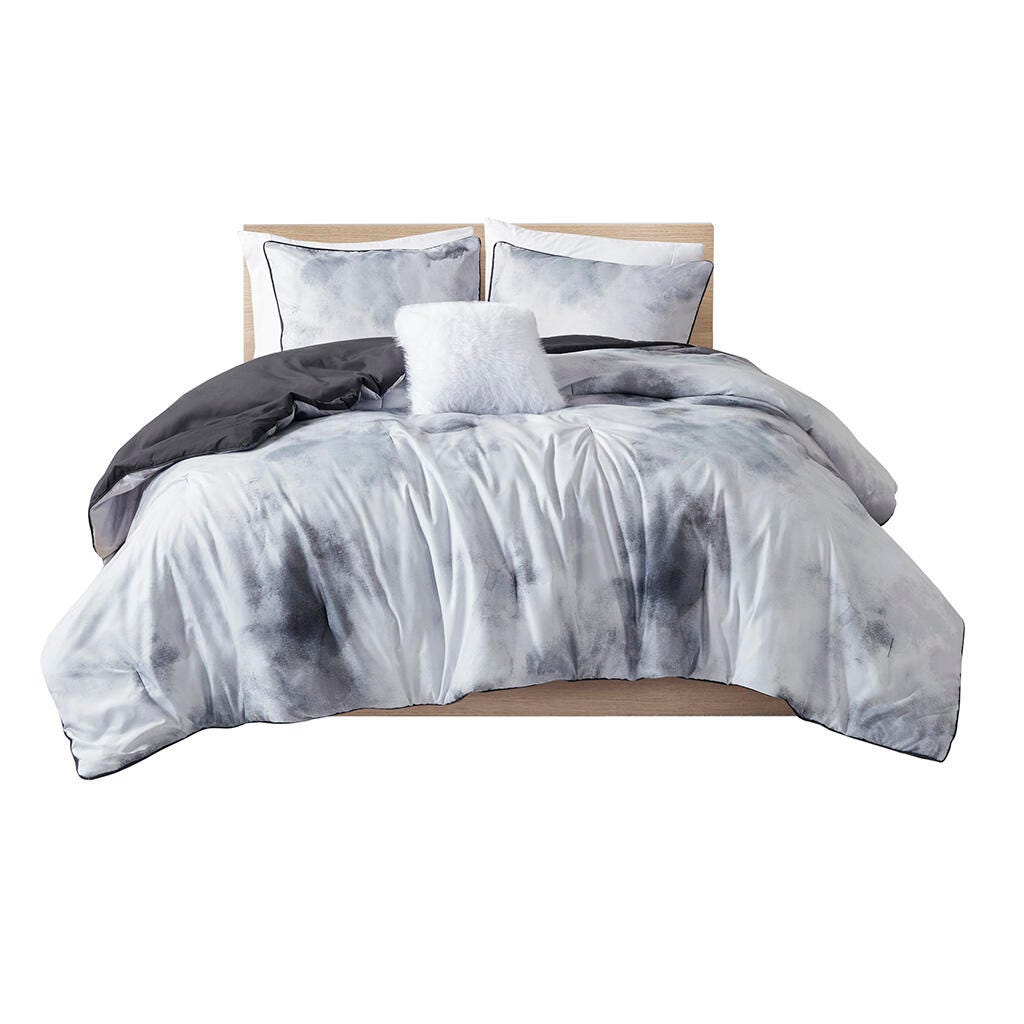 Intelligent Design Dye Printed Twin/Twin XL Comforter Set with Throw Pillow, Charcoal, rollover