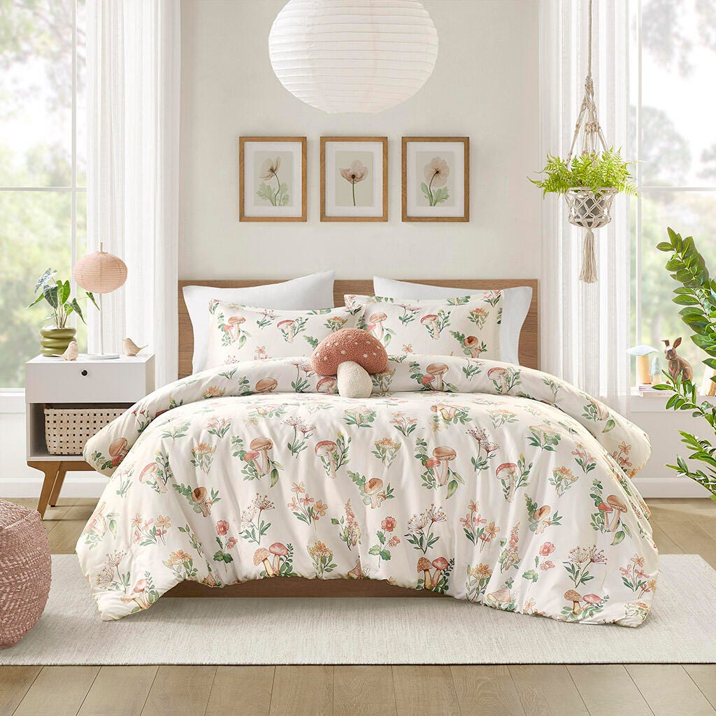 Intelligent Design Mushroom Garden Twin/Twin XL Comforter Set, Green, large