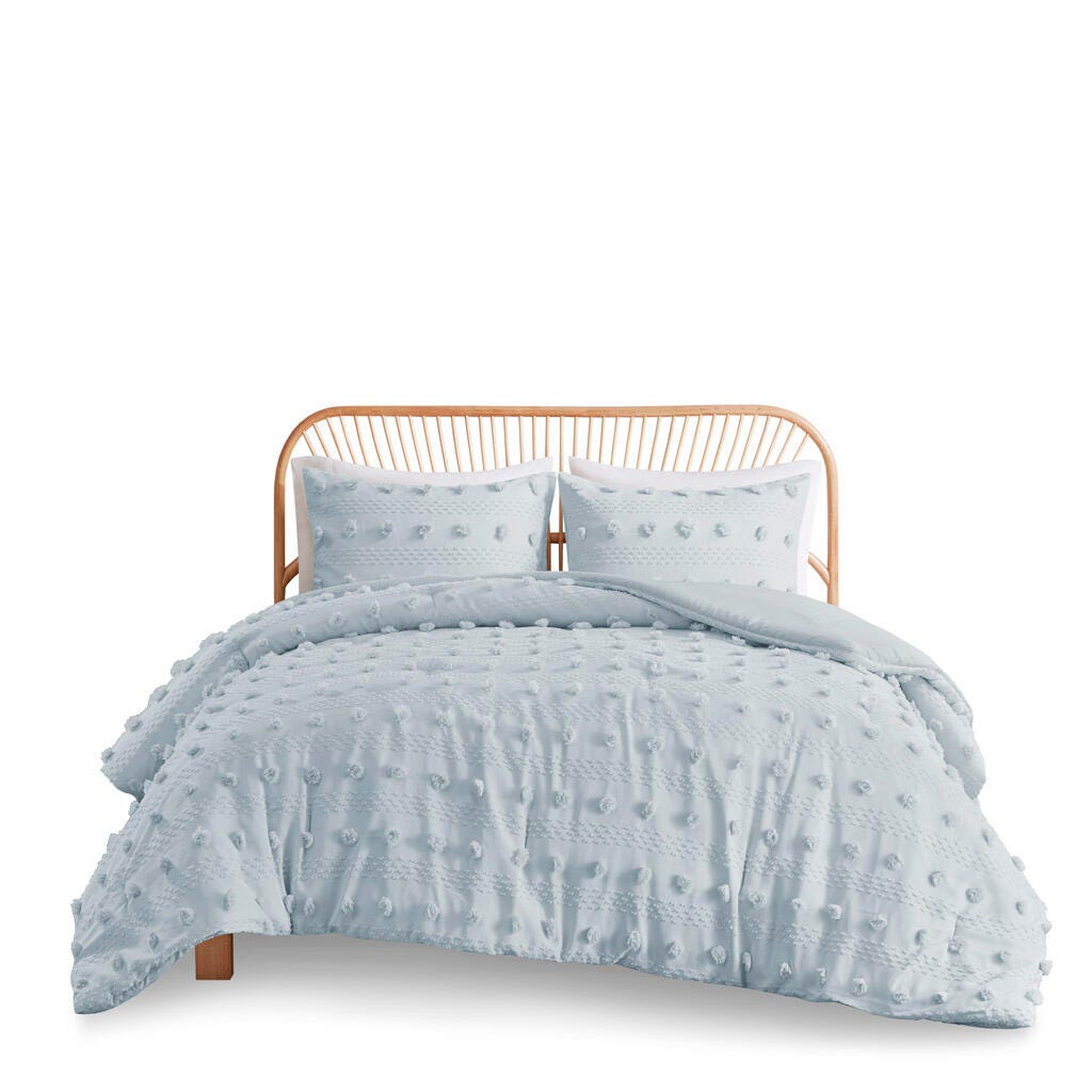 Intelligent Design Clip Jacquard Full/Queen Comforter Set, Blue, rollover