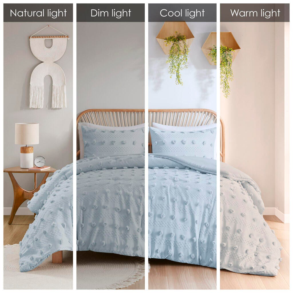 Intelligent Design Clip Jacquard Full/Queen Comforter Set, Blue, large
