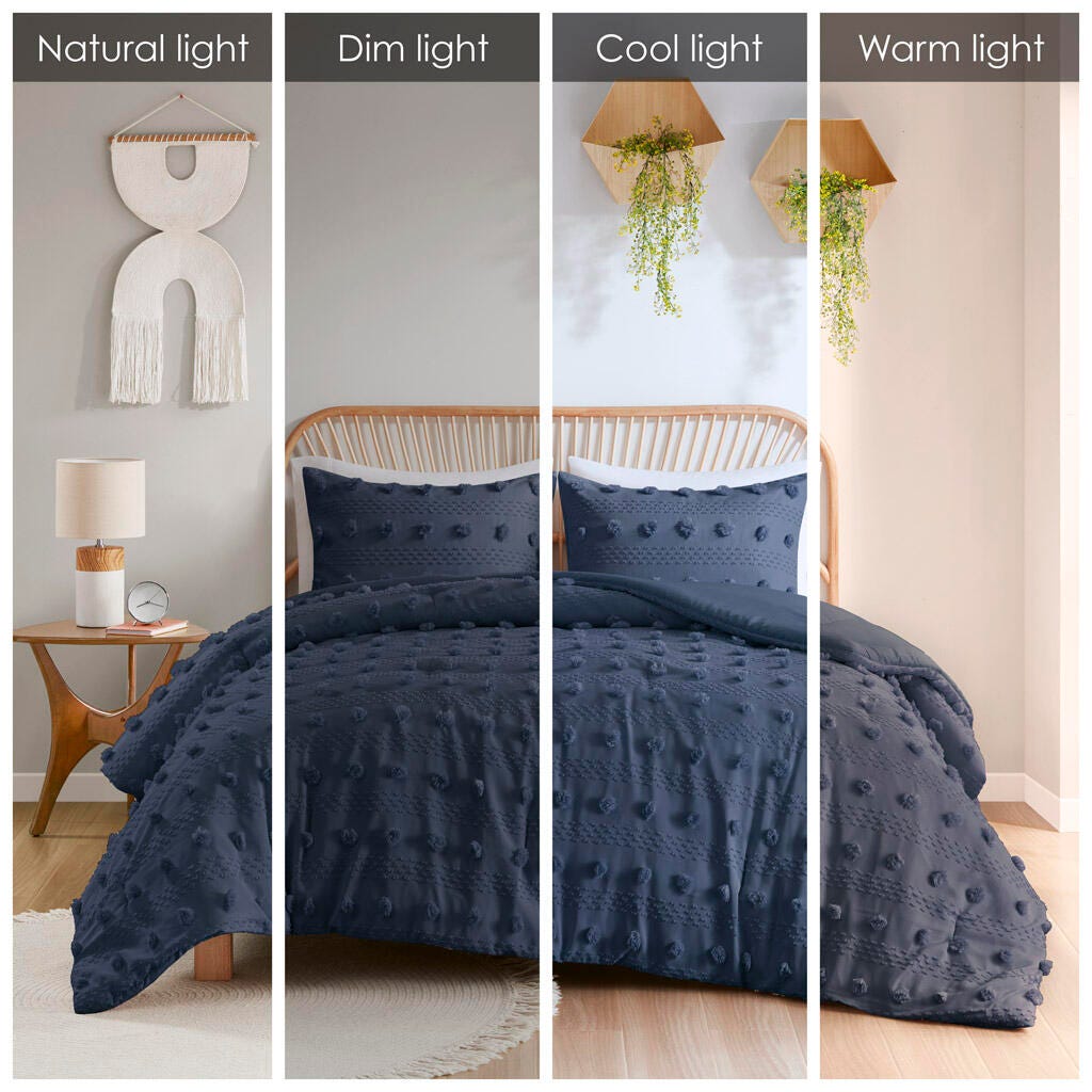Intelligent Design Clip Jacquard Full/Queen Comforter Set, Navy, large