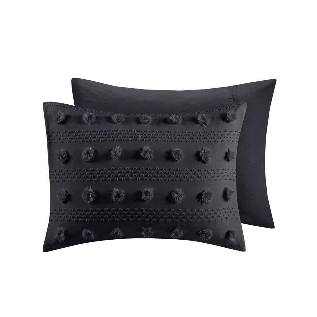Intelligent Design Clip Jacquard King/California King Comforter Set, Black, large