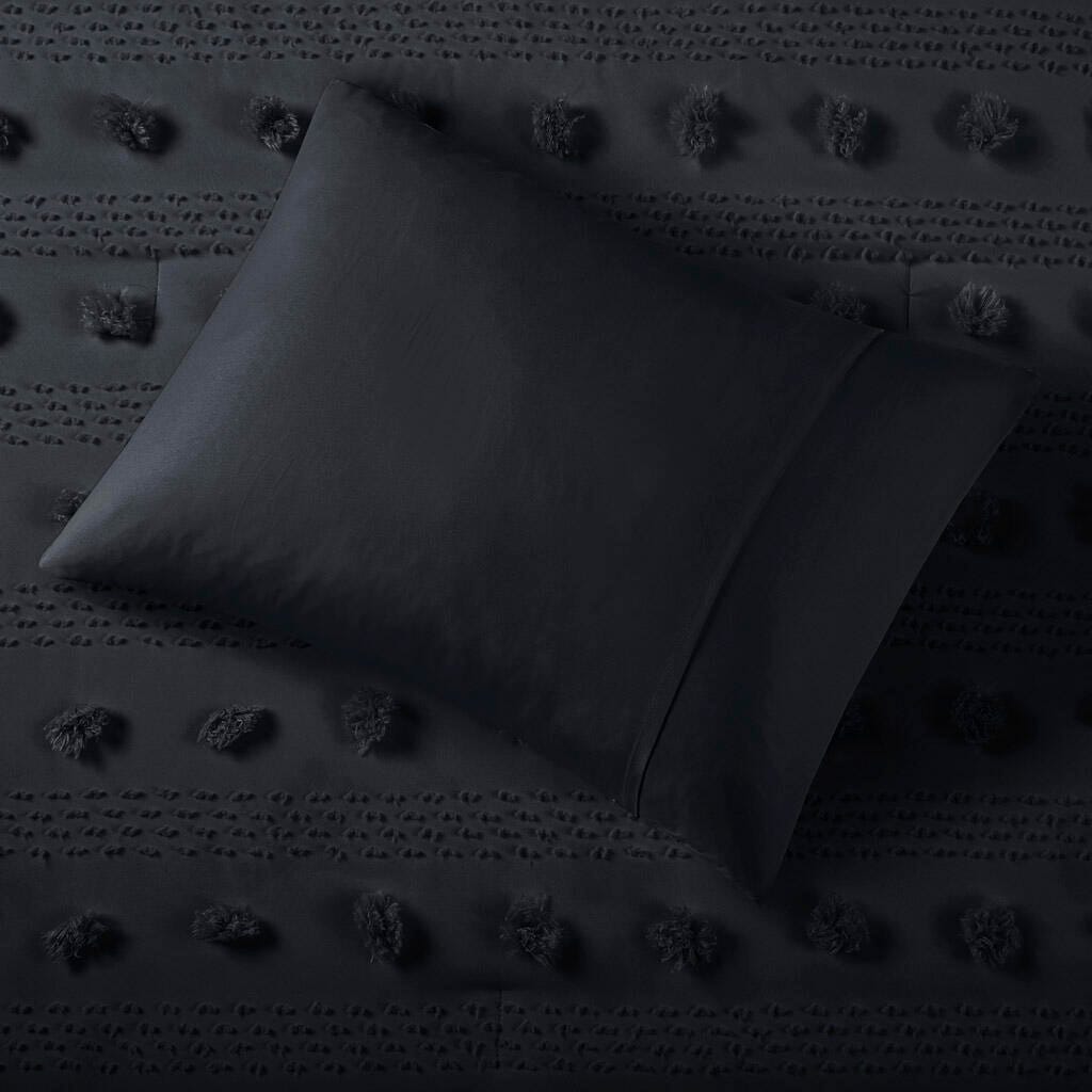 Intelligent Design Clip Jacquard King/California King Comforter Set, Black, large