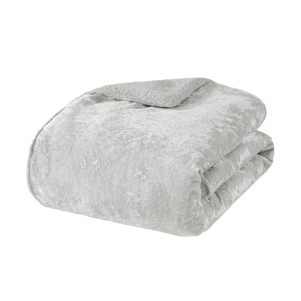 Intelligent Design Crushed Velvet Sherpa Reversible King/California King Comforter Set, Silver, large
