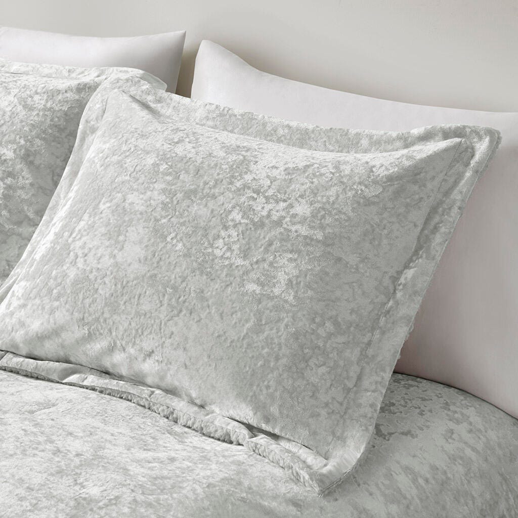 Intelligent Design Crushed Velvet Sherpa Reversible Full/Queen Comforter Set, Silver, large