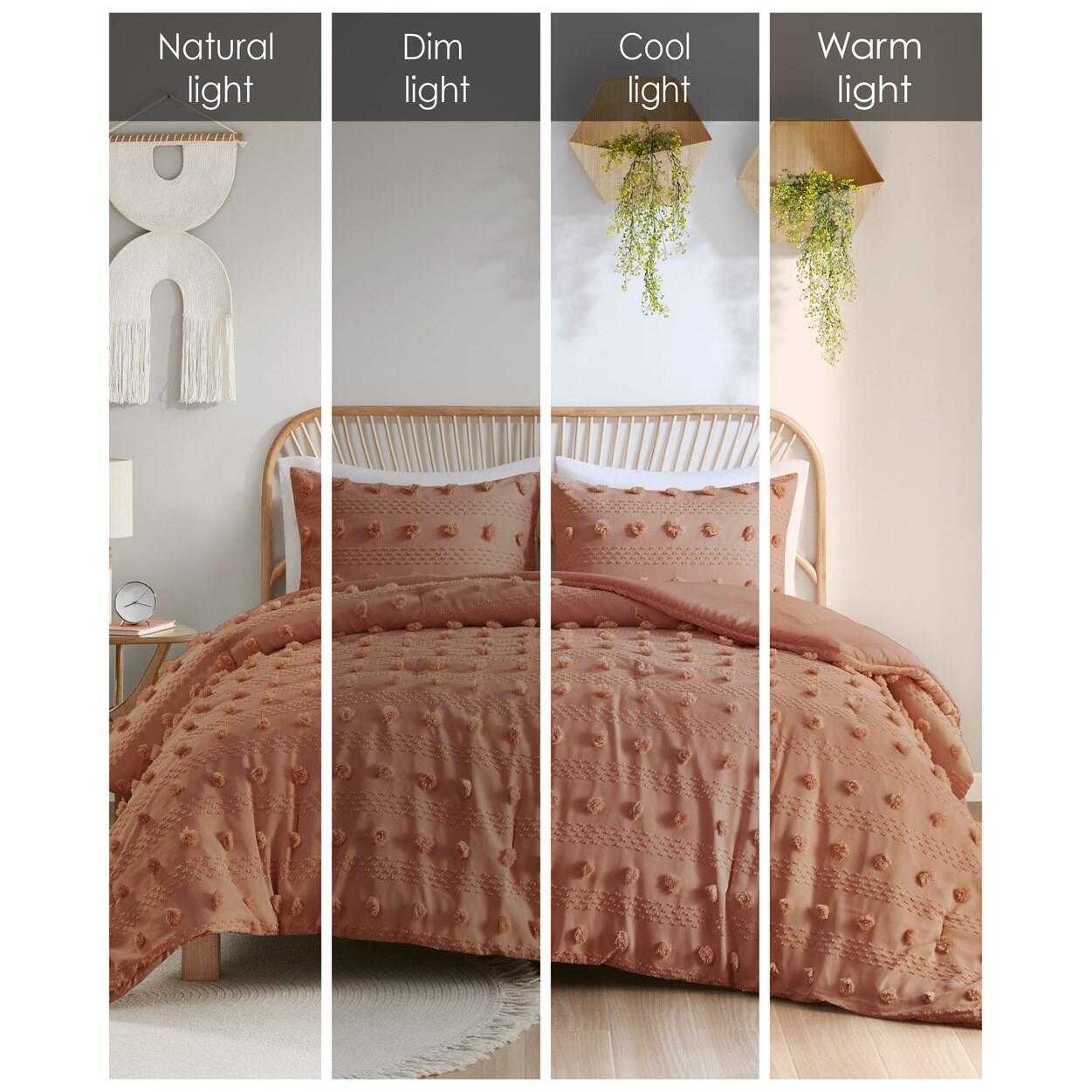 Intelligent Design Clip Jacquard Full/Queen Comforter Set, Rust, large