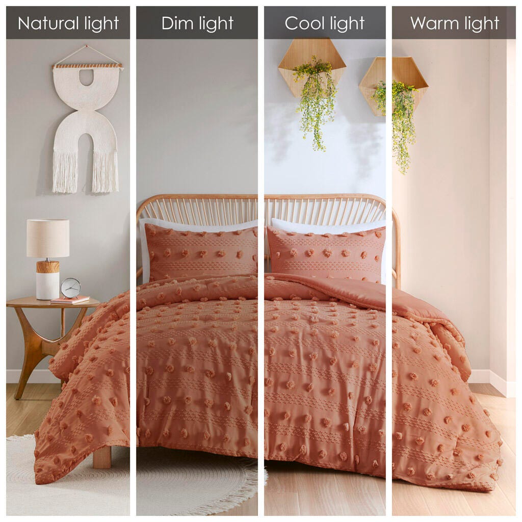Intelligent Design Clip Jacquard Full/Queen Comforter Set, Rust, large