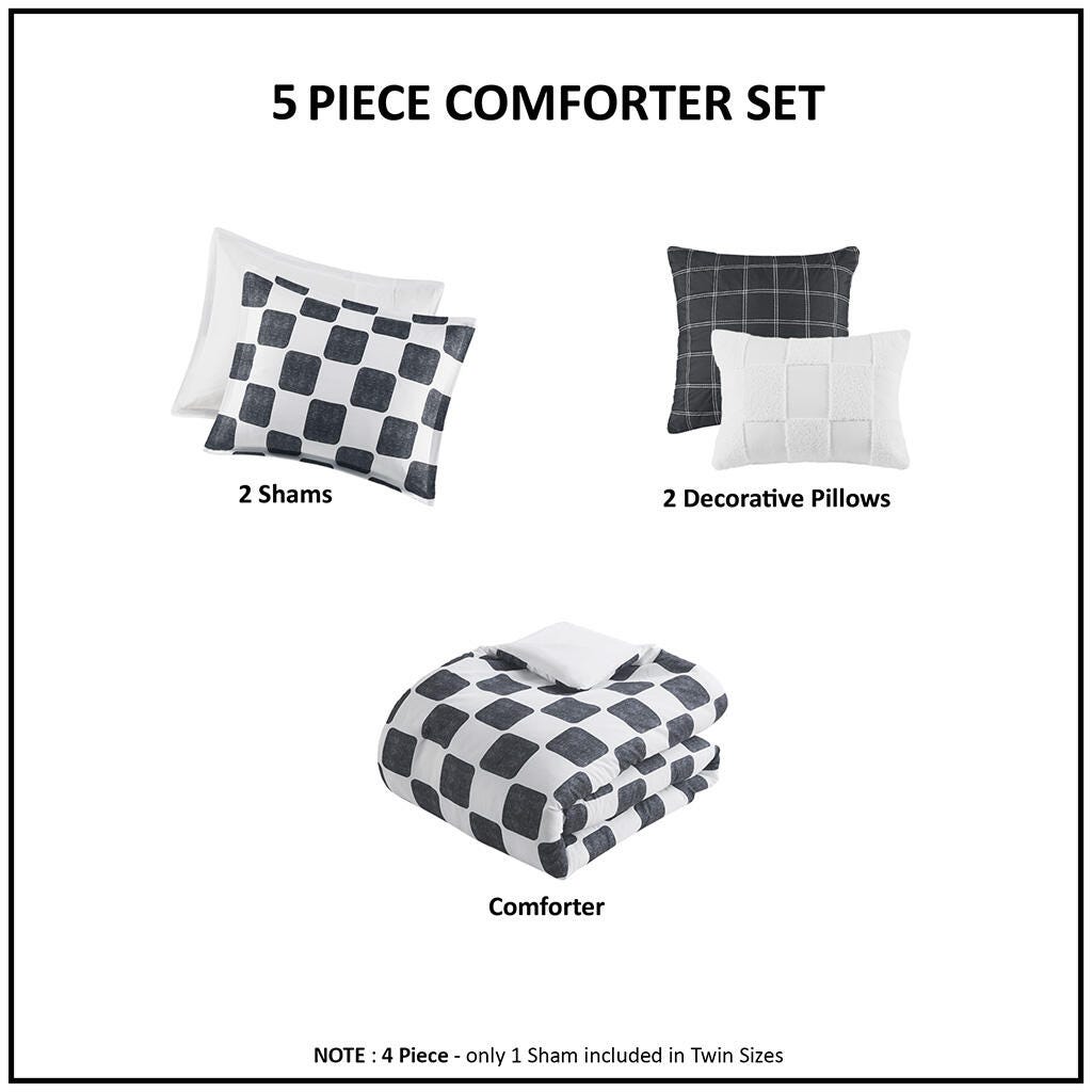 Intelligent Design Checkered Full/Queen Comforter Set, , large