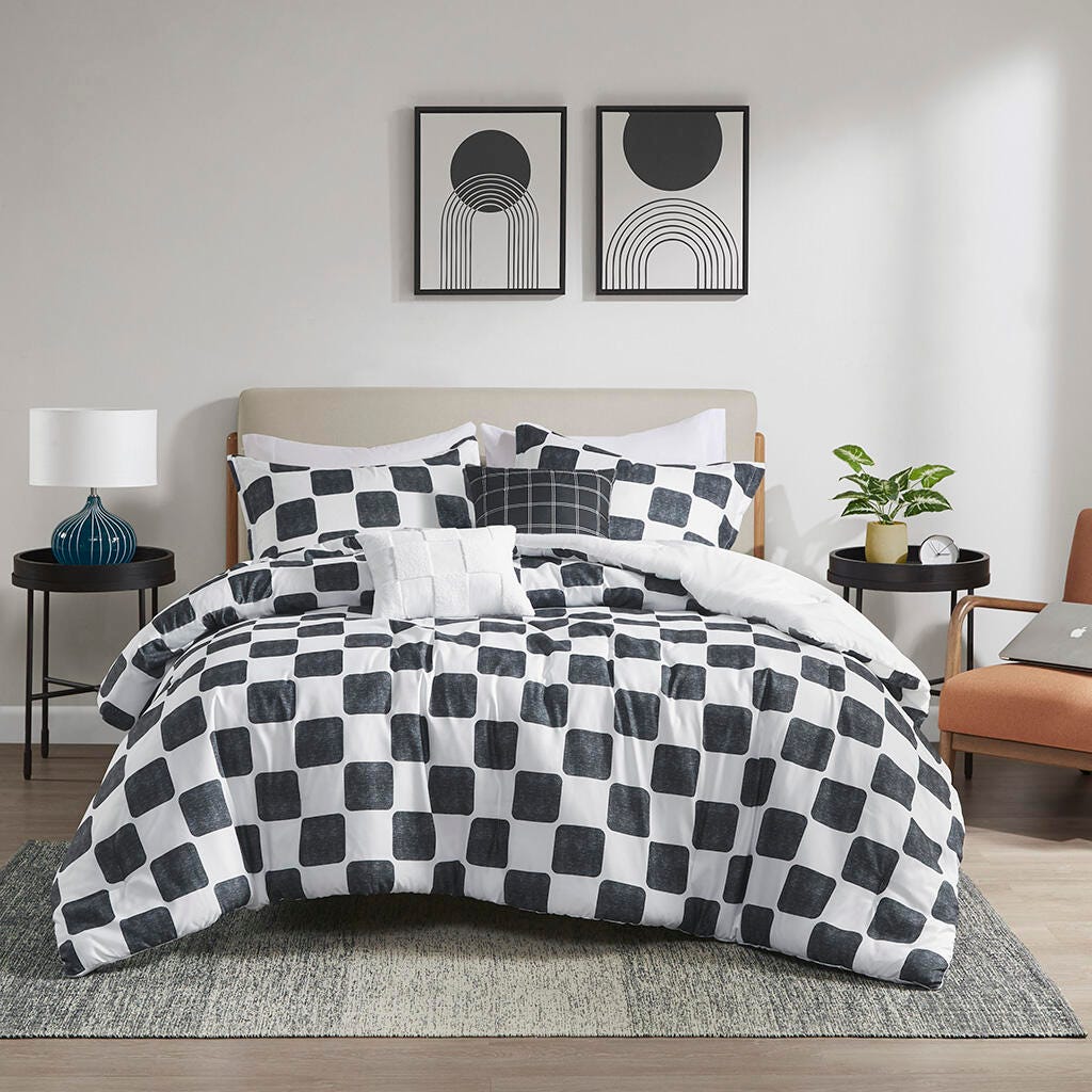 Intelligent Design Checkered Full/Queen Comforter Set, , large