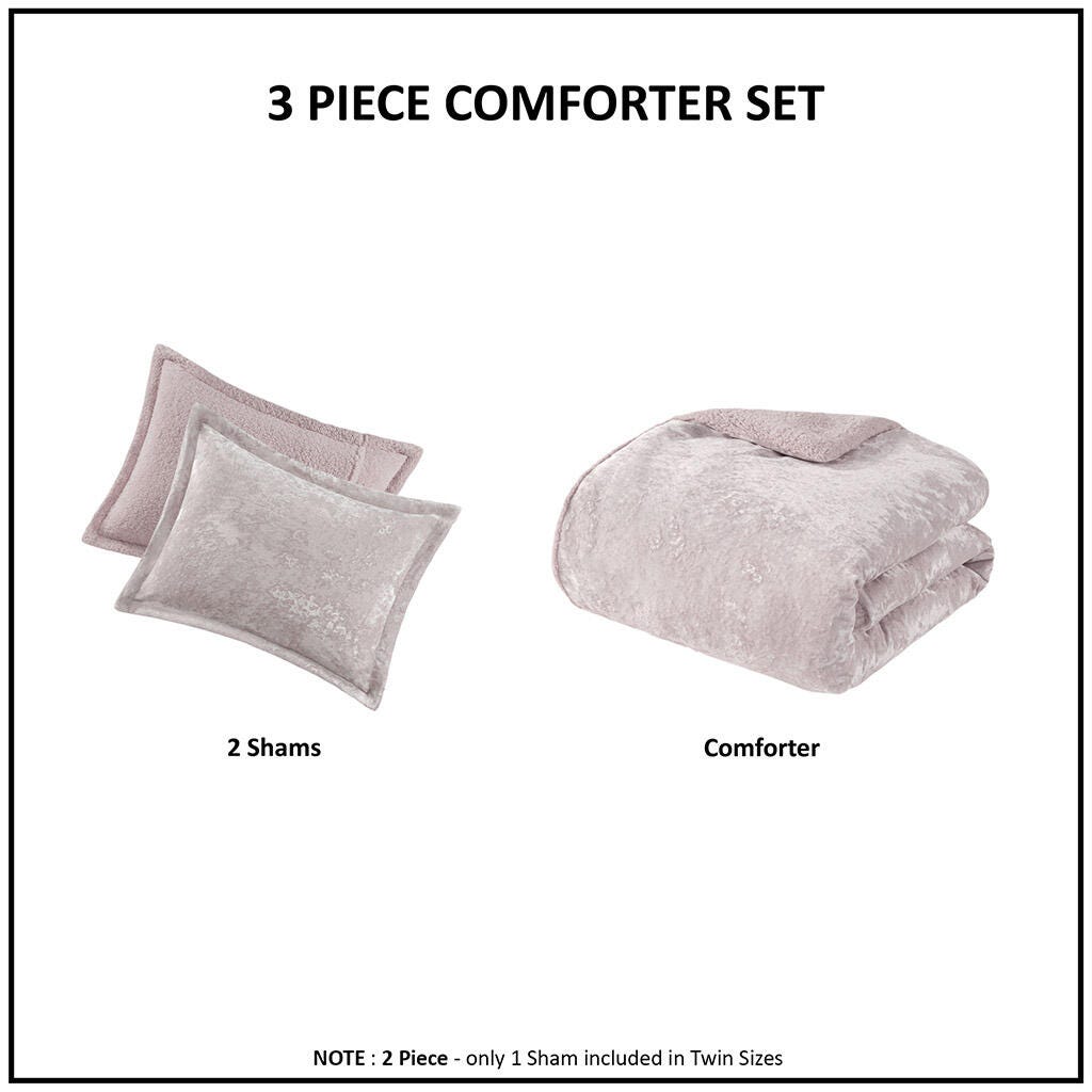 Intelligent Design Crushed Velvet Sherpa Reversible Full/Queen Comforter Set, Lavender, large
