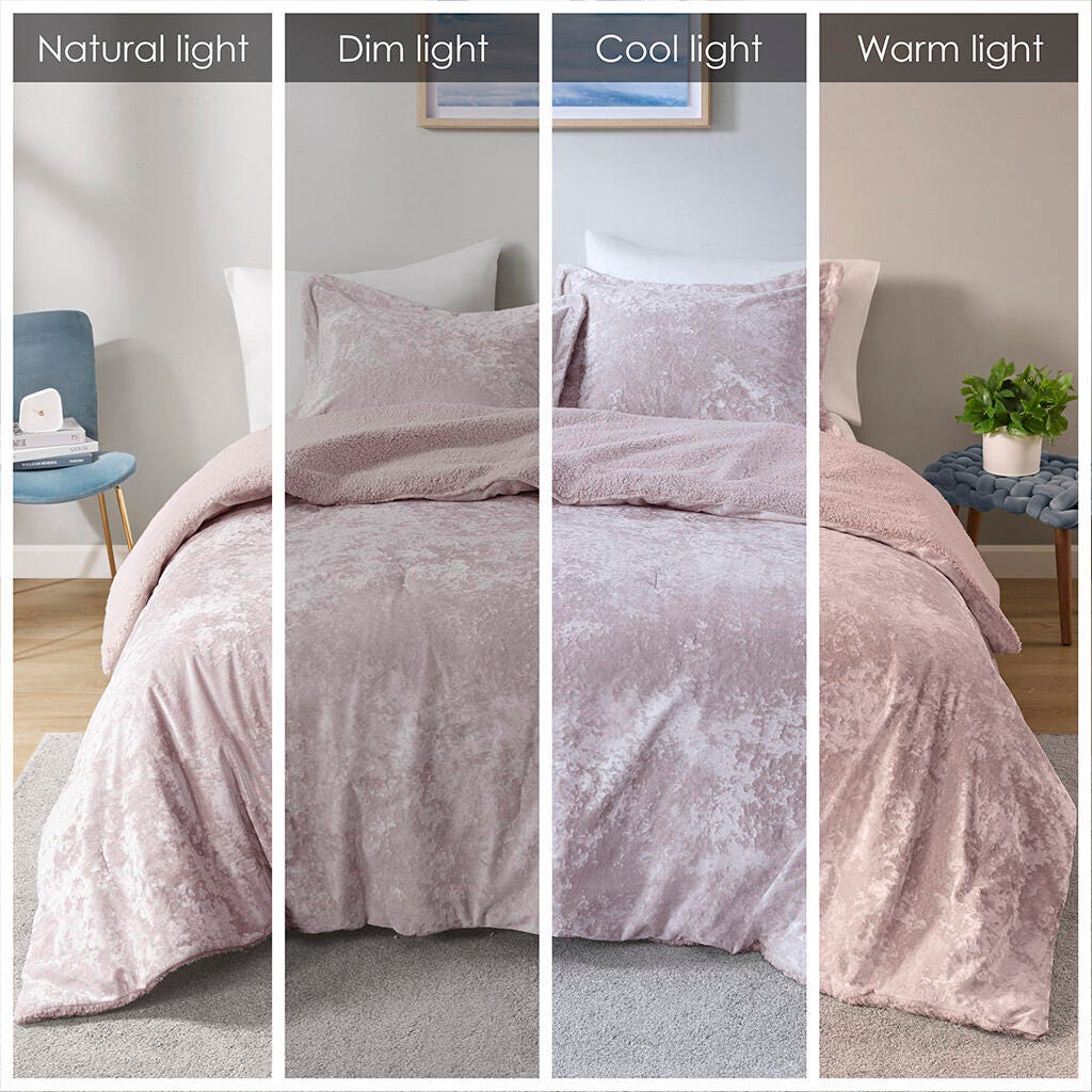 Intelligent Design Crushed Velvet Sherpa Reversible Full/Queen Comforter Set, Lavender, large