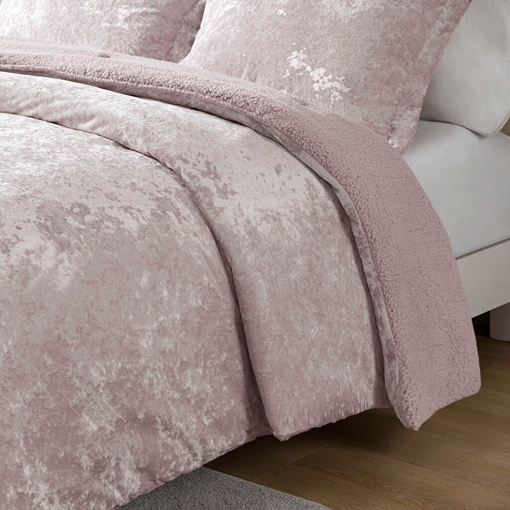 Intelligent Design Crushed Velvet Sherpa Reversible Full/Queen Comforter Set, Lavender, large
