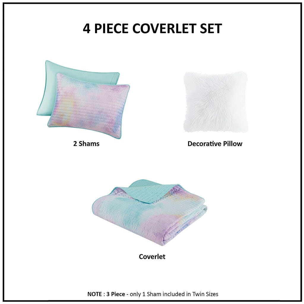 Intelligent Design Dye Printed Twin/Twin XL Comforter Set with Throw Pillow, Aqua, large