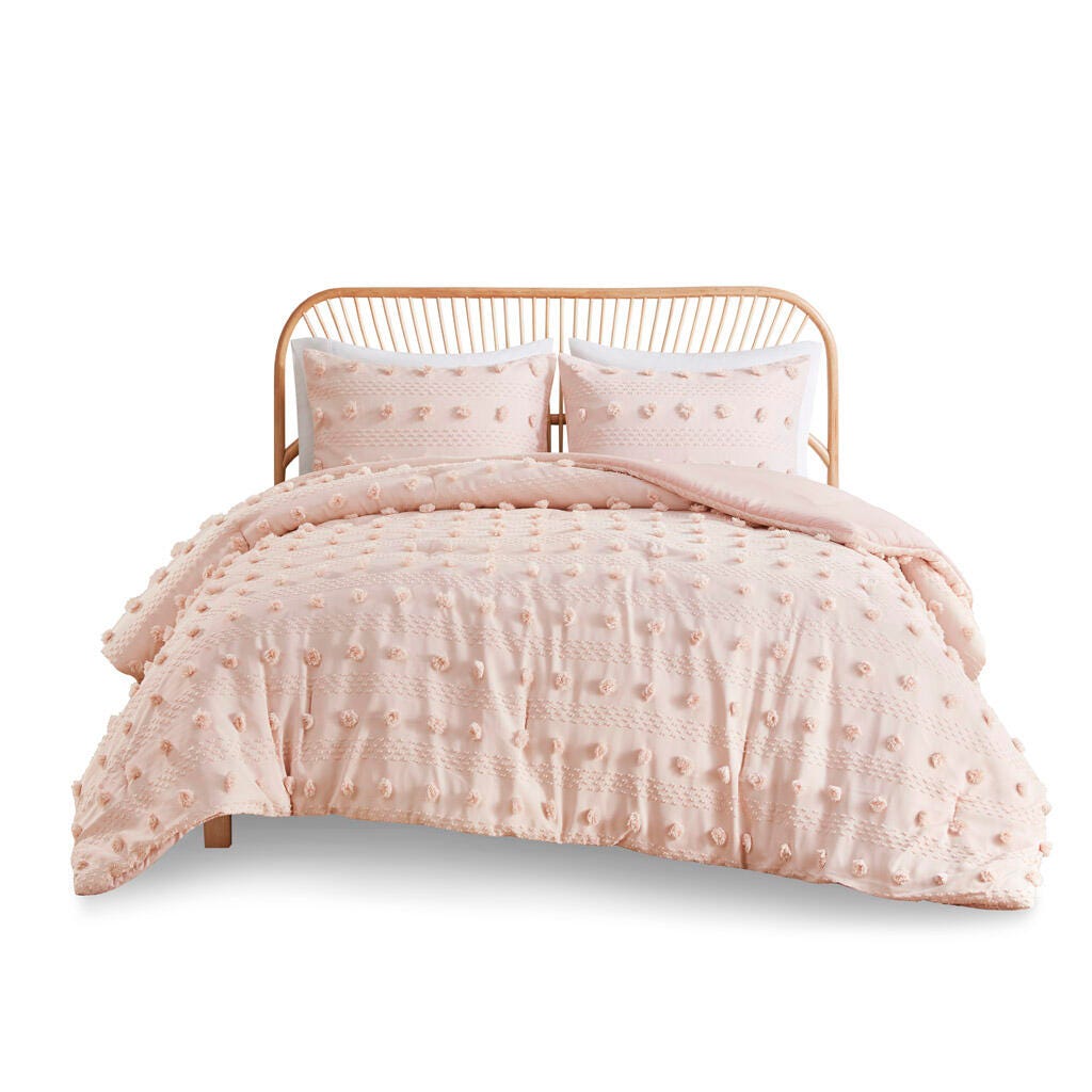 Intelligent Design Clip Jacquard King/California King Comforter Set, Pink, rollover